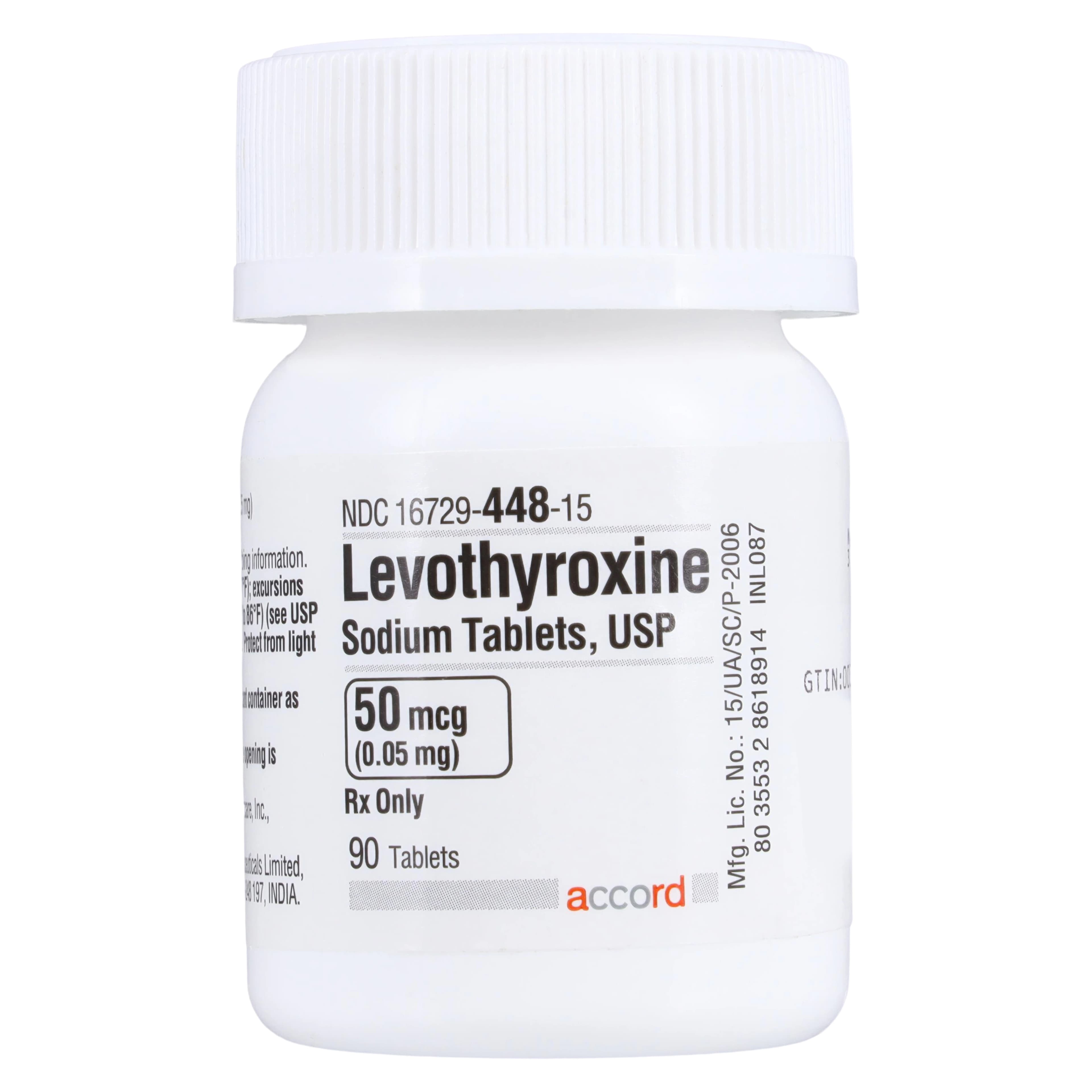 Levothyroxine Sodium Tablets, 0.05mg, 90/Bottle, Accord Healthcare Inc - Levothyroxine Sodium Tablets - Image 1
