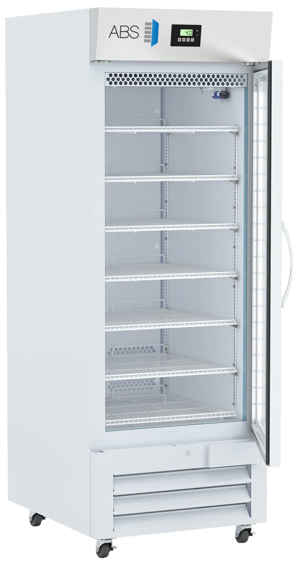 American Biotech Supply 26 Cu Ft Pharmaceutical Refrigerator, Glass Door, Right Hinge, 1 to 10C, Cycle Defrost thumbnail 2
