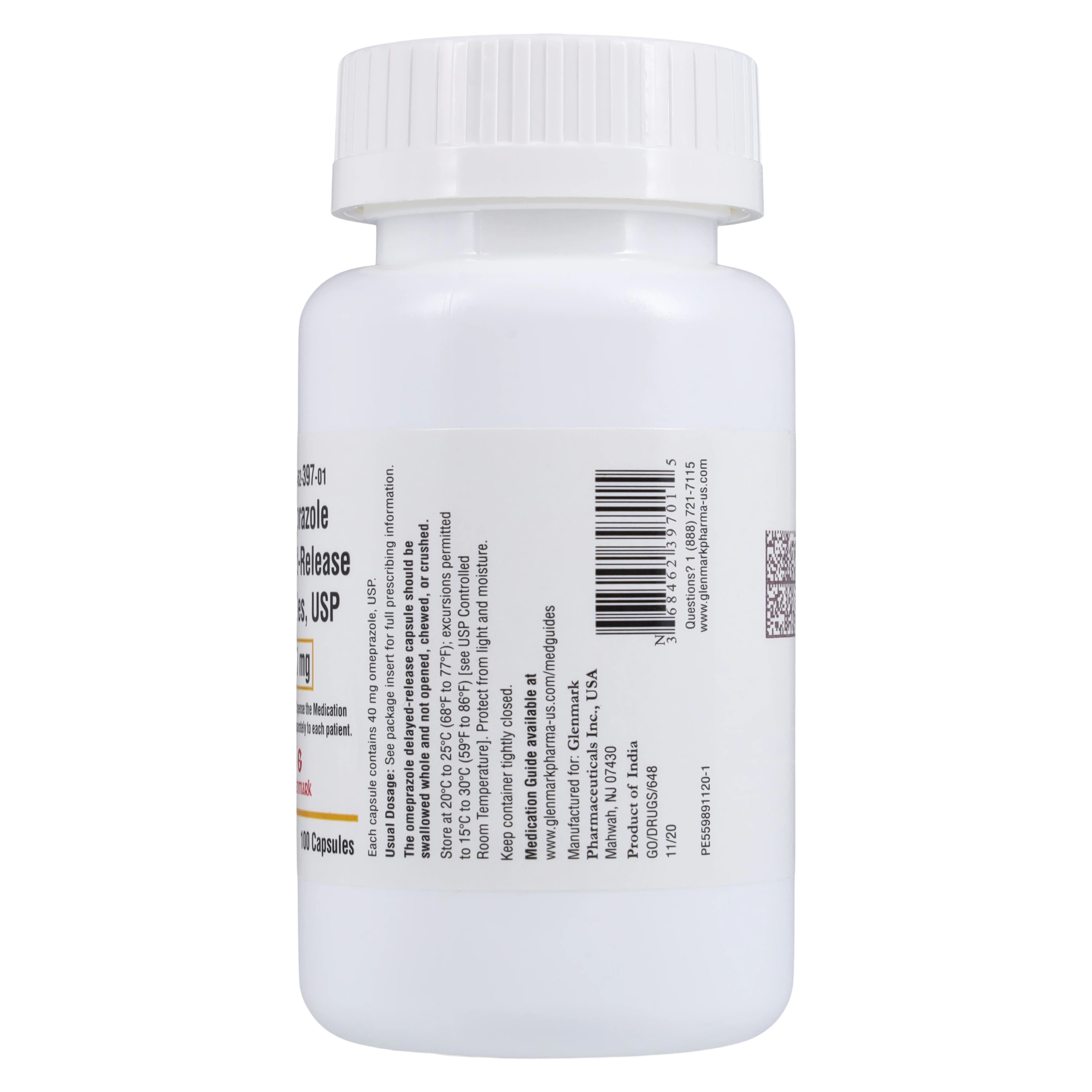 Omeprazole DR Capsules, 40mg, 100/Bottle, Glenmark Pharmaceuticals thumbnail 2