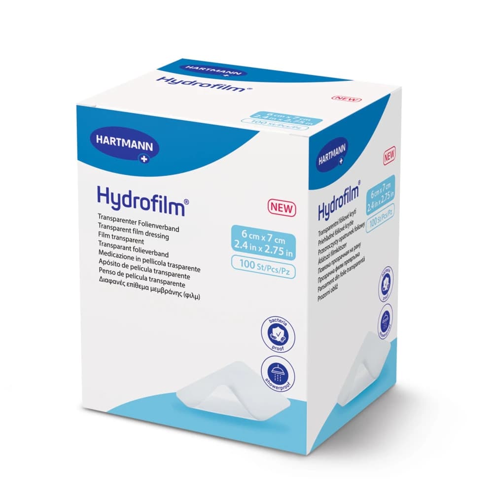 Hartmann Hydrofilm Transparent Film Dressing, 2.4" x 2.75", Sterile, Adhesive, Clear, Latex-Free - Hydrofilm Transparent Dressing - Image 1