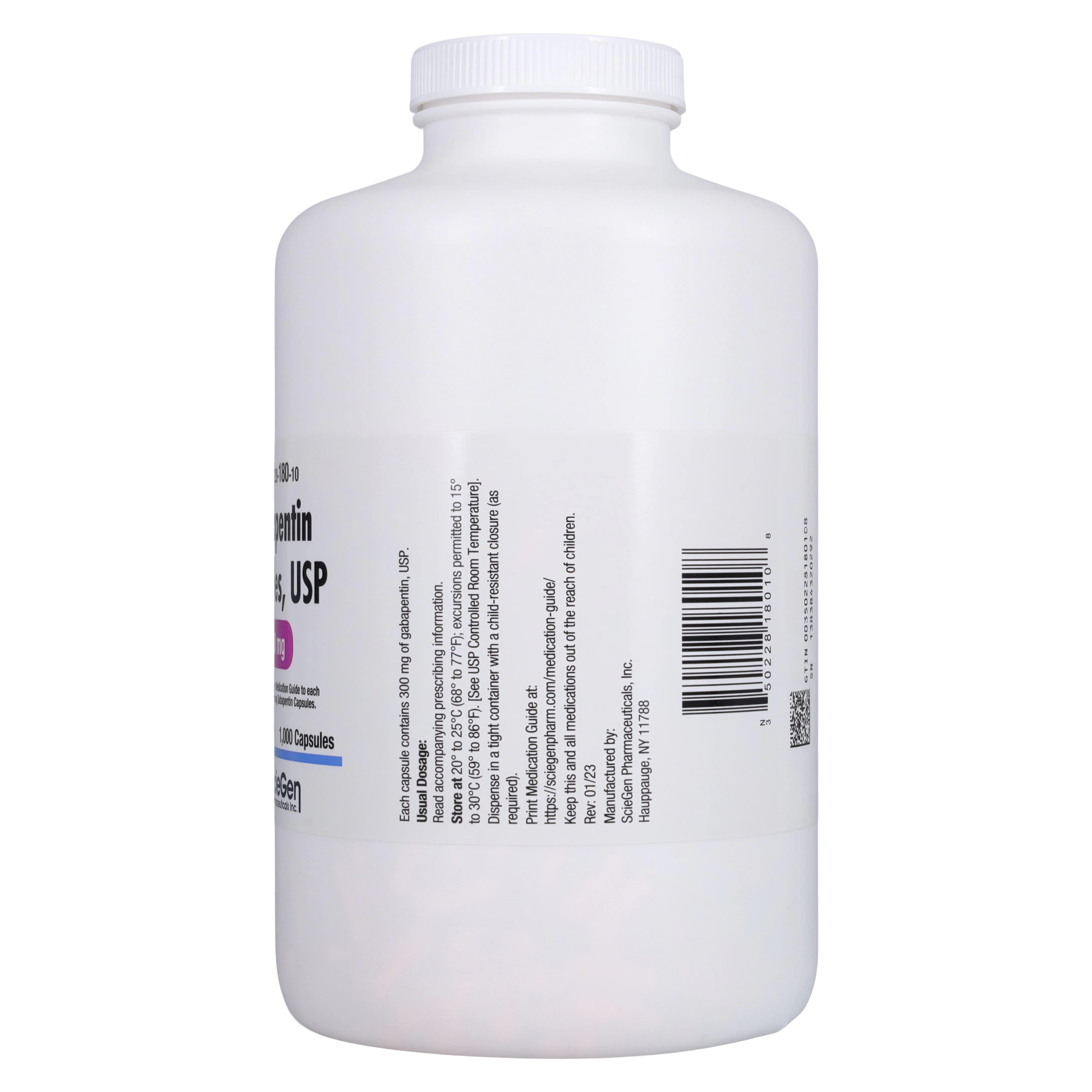 Gabapentin Capsules 300mg, 1000/Bottle, Sciegen Pharmaceuticals thumbnail 2