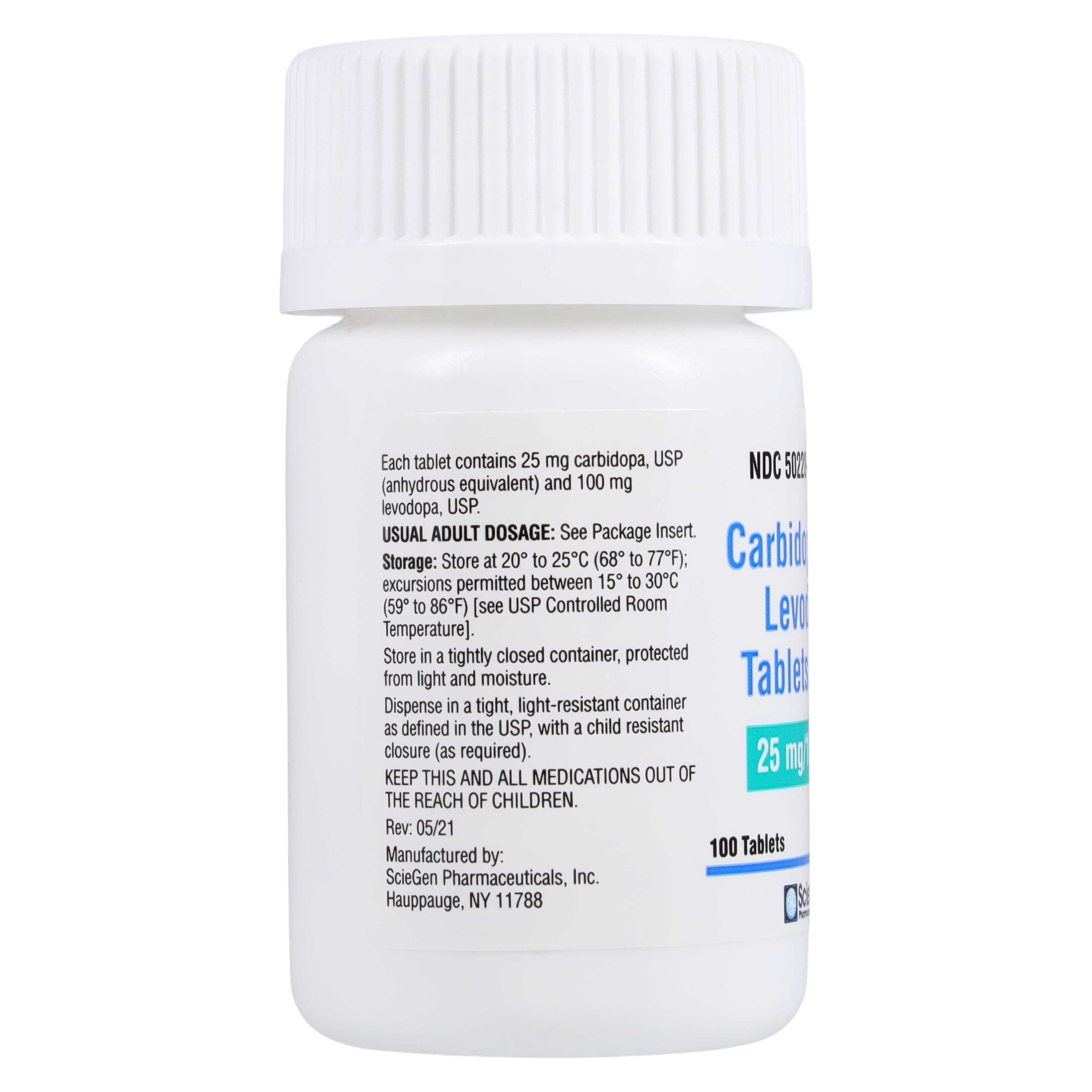 Carbidopa/Levodopa Tablets 25/100mg, 100 Count Bottle (Sciegen Pharmaceuticals) thumbnail 2