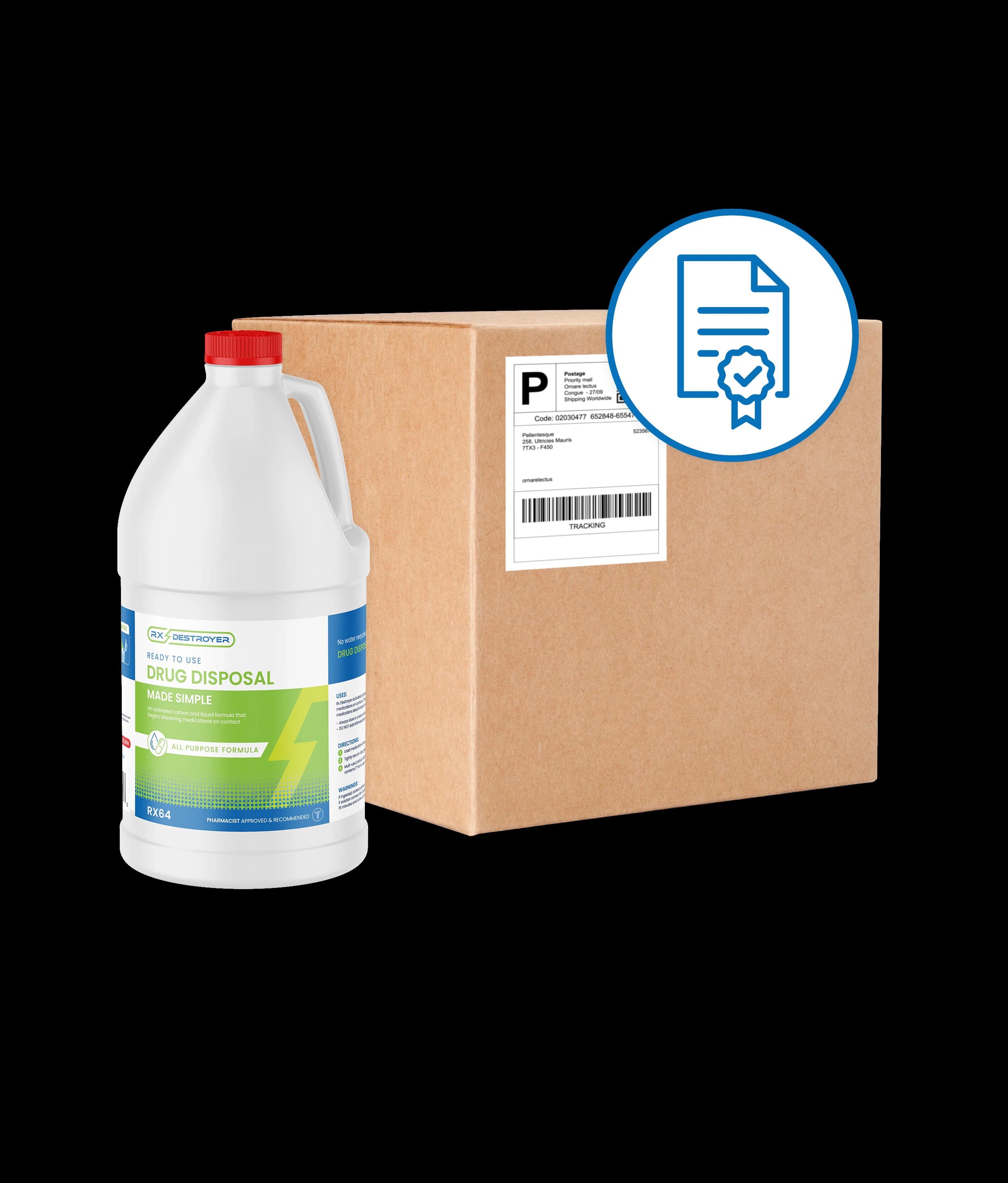 Rx Destroyer Drug Disposal Mail Back Service, 64 oz Packing Material Only, 1 Bottle Each - Rx Destroyer Mail Back Serv - Image 1