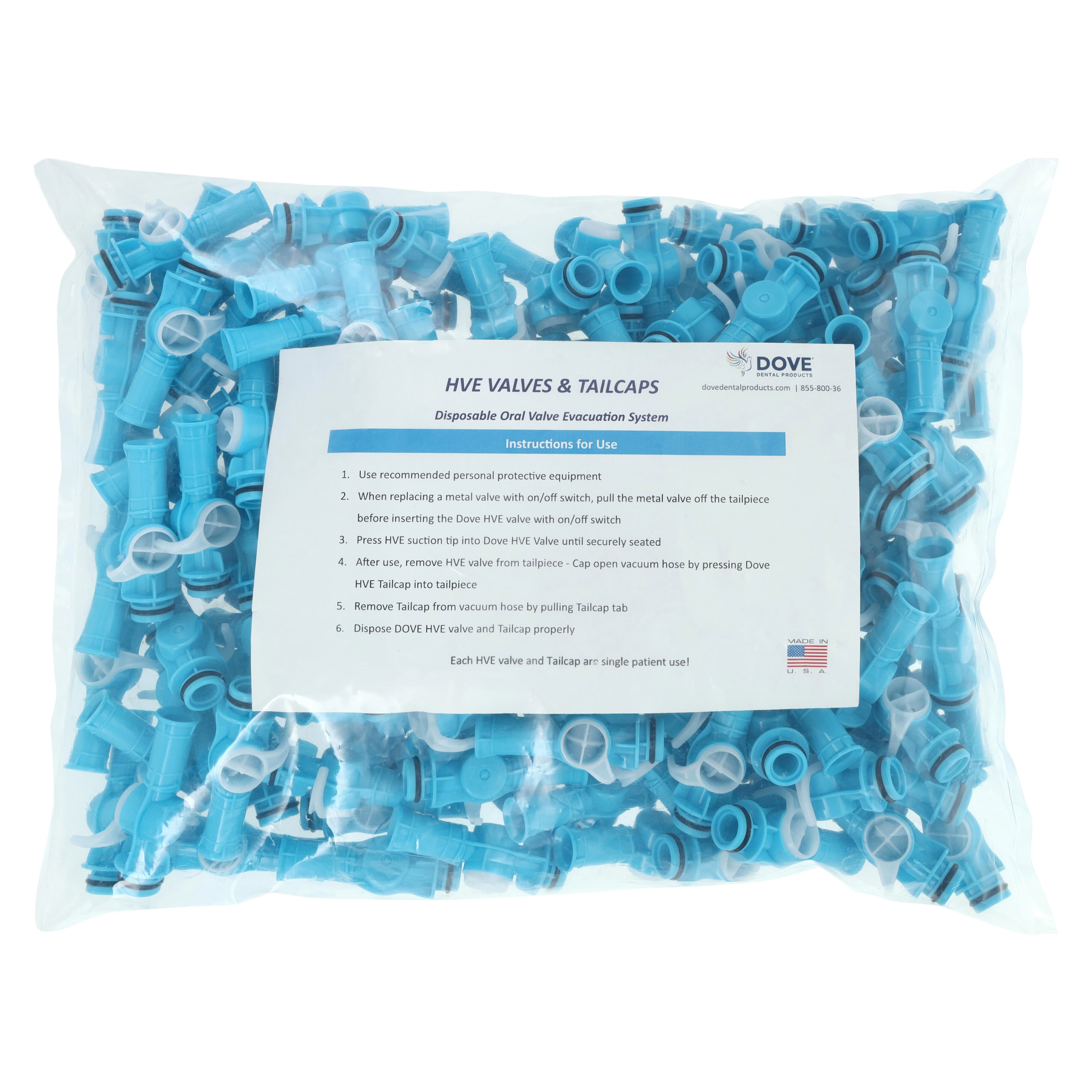 Dove HVE Valve, Short Valve, Large Barb, Disposable, 150/Bag thumbnail 3