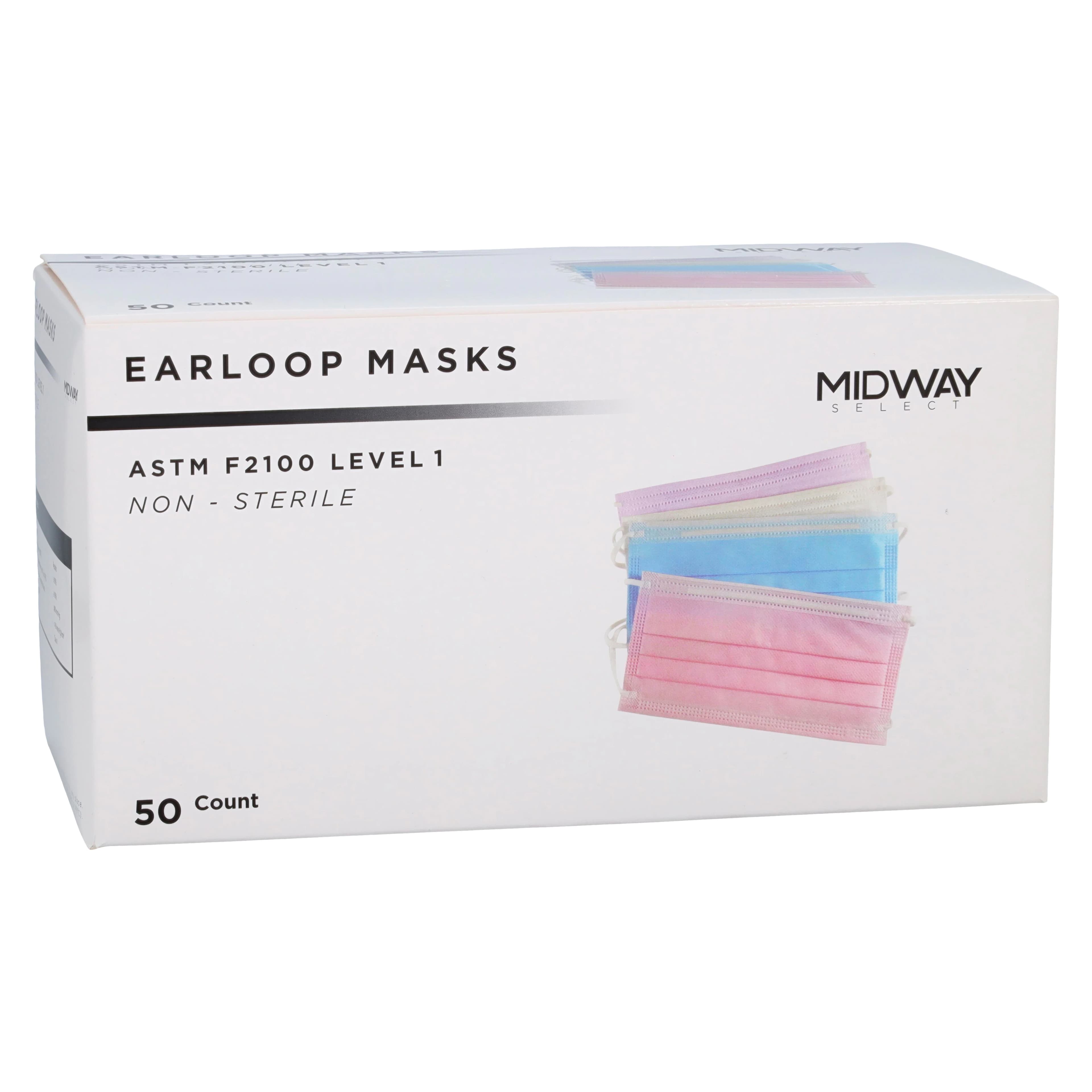 Earloop Masks, Blue, ASTM Level 1, Disposable, Latex-Free, 50/Box thumbnail 3