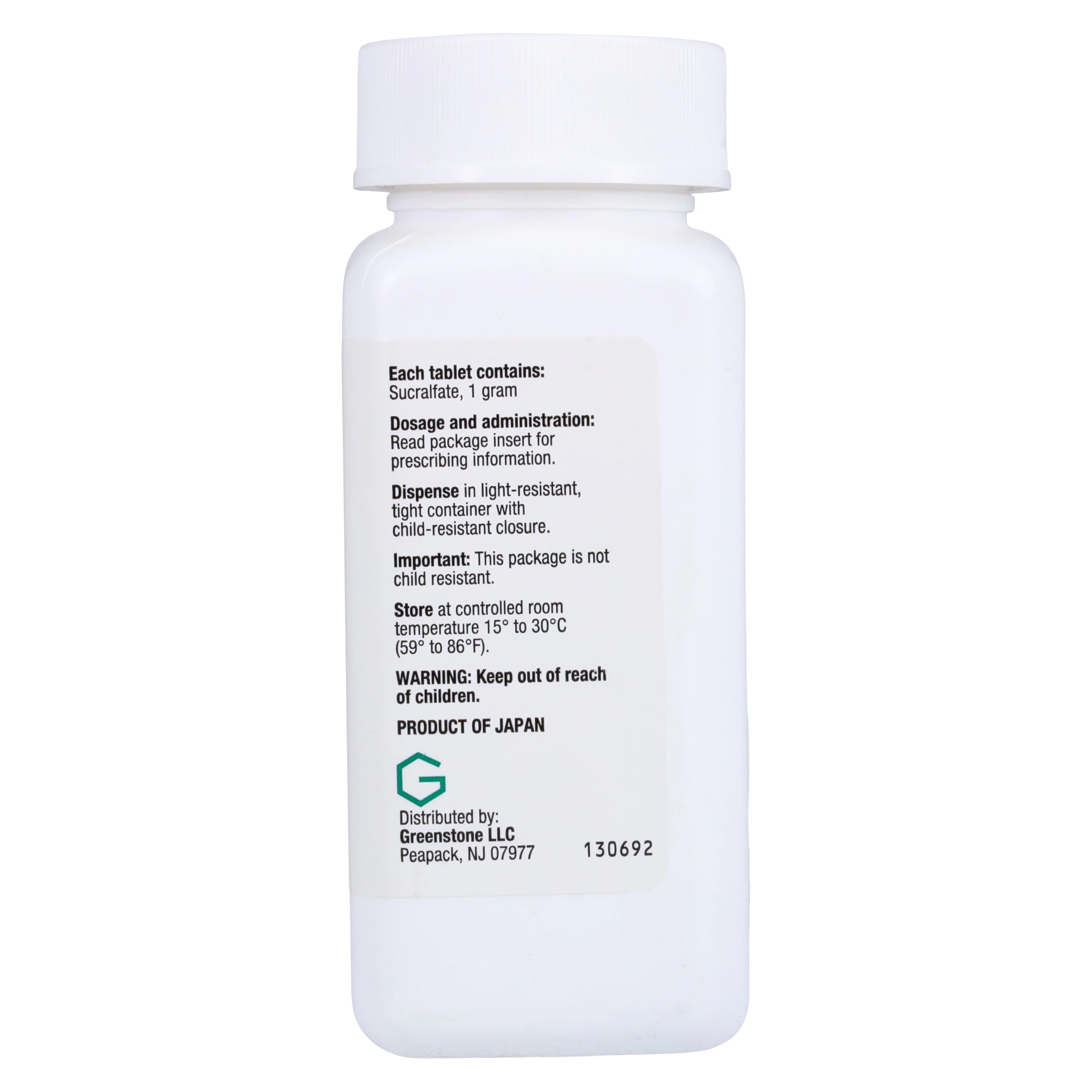 Sucralfate Tablets 1g, 100 Count Bottle (Greenstone Limited) thumbnail 2