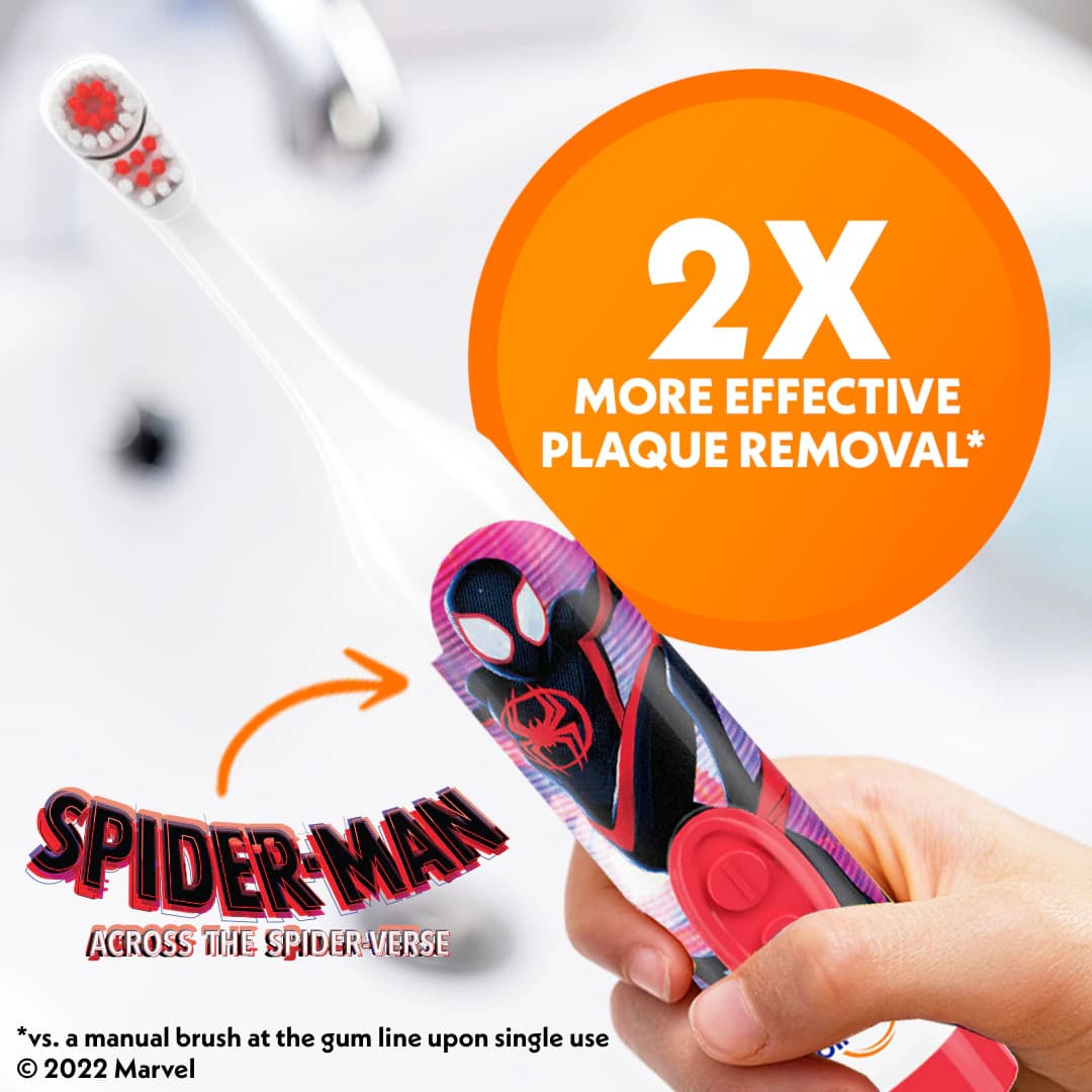 Spinbrush Kids Spider-Man Battery-Powered Toothbrush, Ages 3+ thumbnail 3