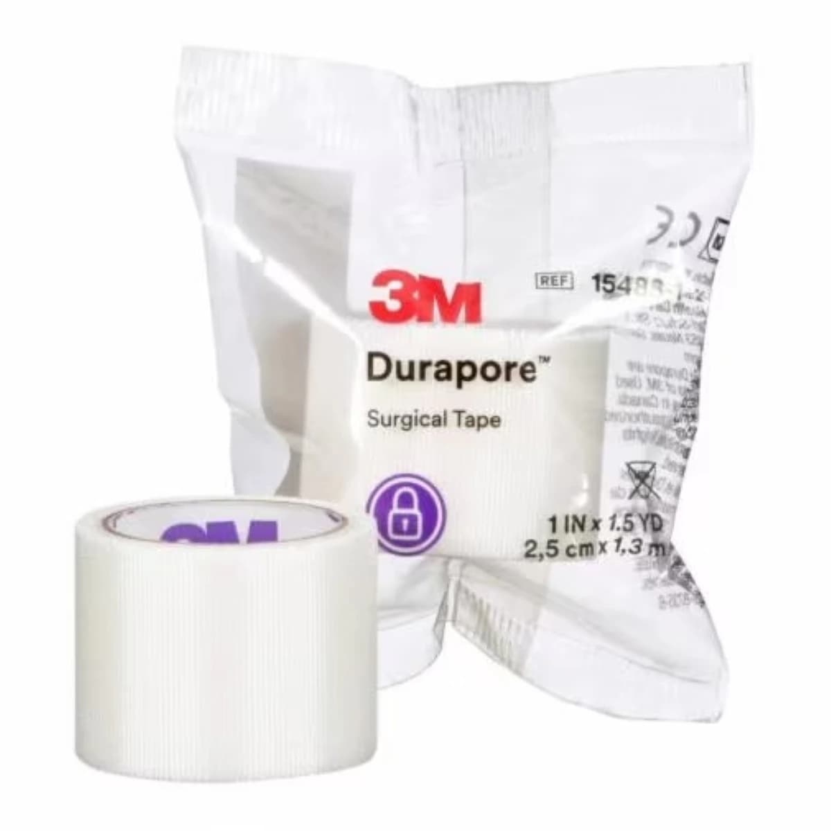 3M Durapore Surgical Tape, Silk, 1" x 1.5 yd, White, Individually Packaged, 500 Rolls/Case - Tape Durapore Silk Indiv Pkg - Image 1