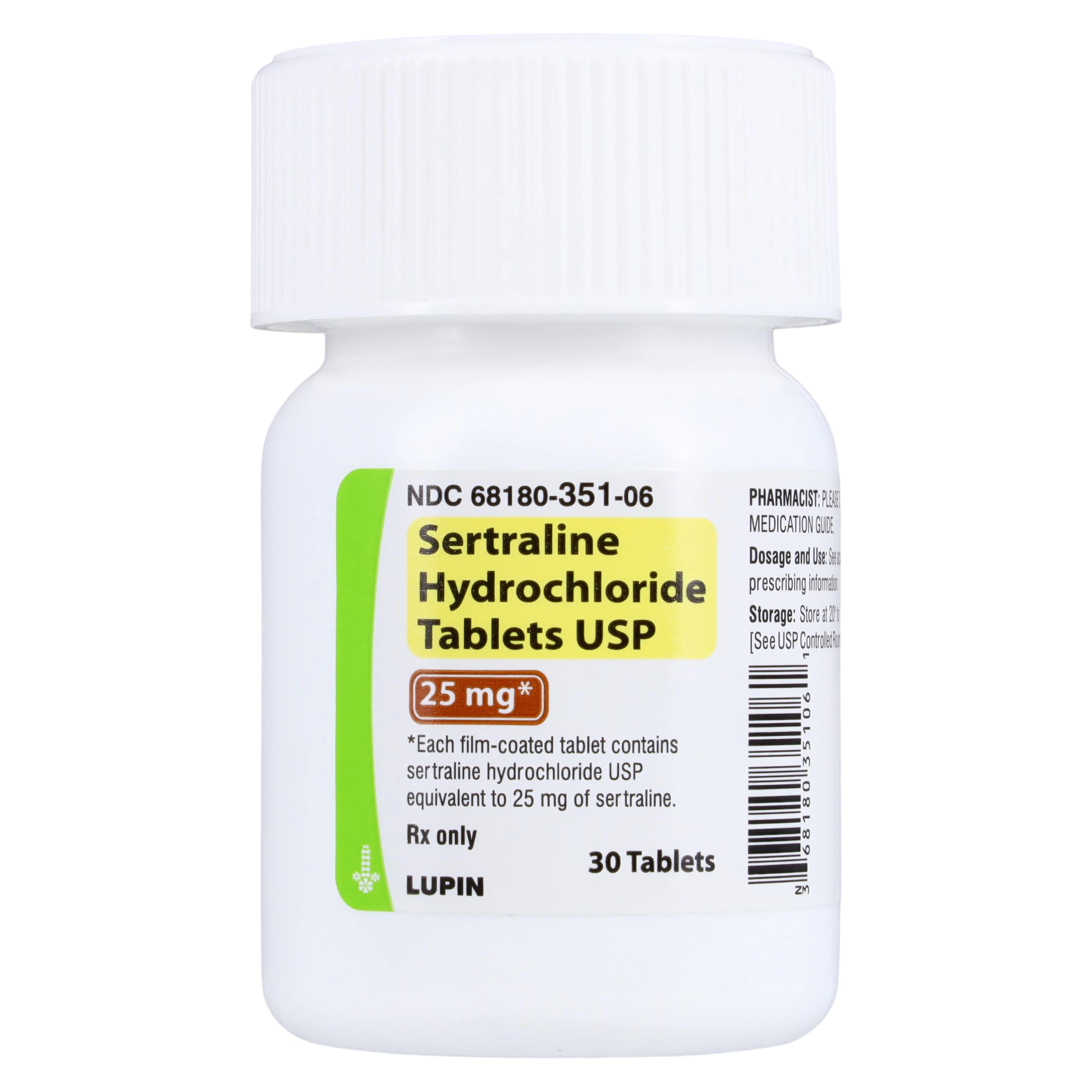 Sertraline HCl Tablets 25mg, 30 Count Bottle (Lupin Pharmaceuticals) - Sertraline HCl Tablets - Image 1