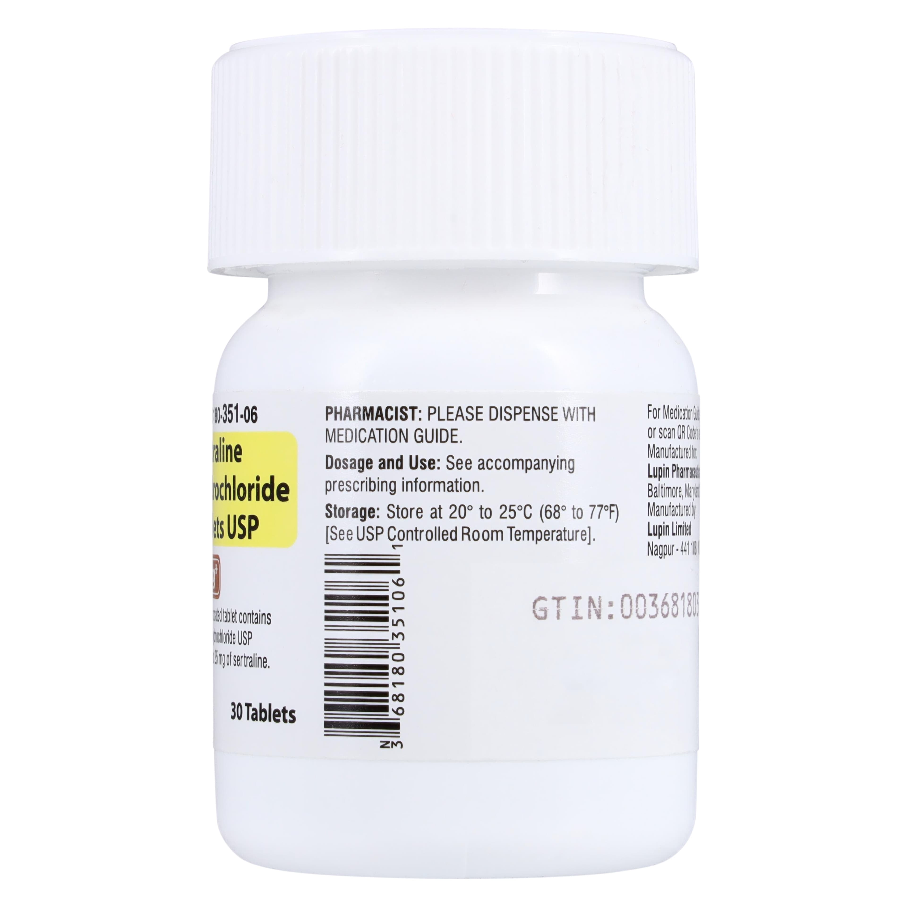Sertraline HCl Tablets 25mg, 30 Count Bottle (Lupin Pharmaceuticals) thumbnail 2