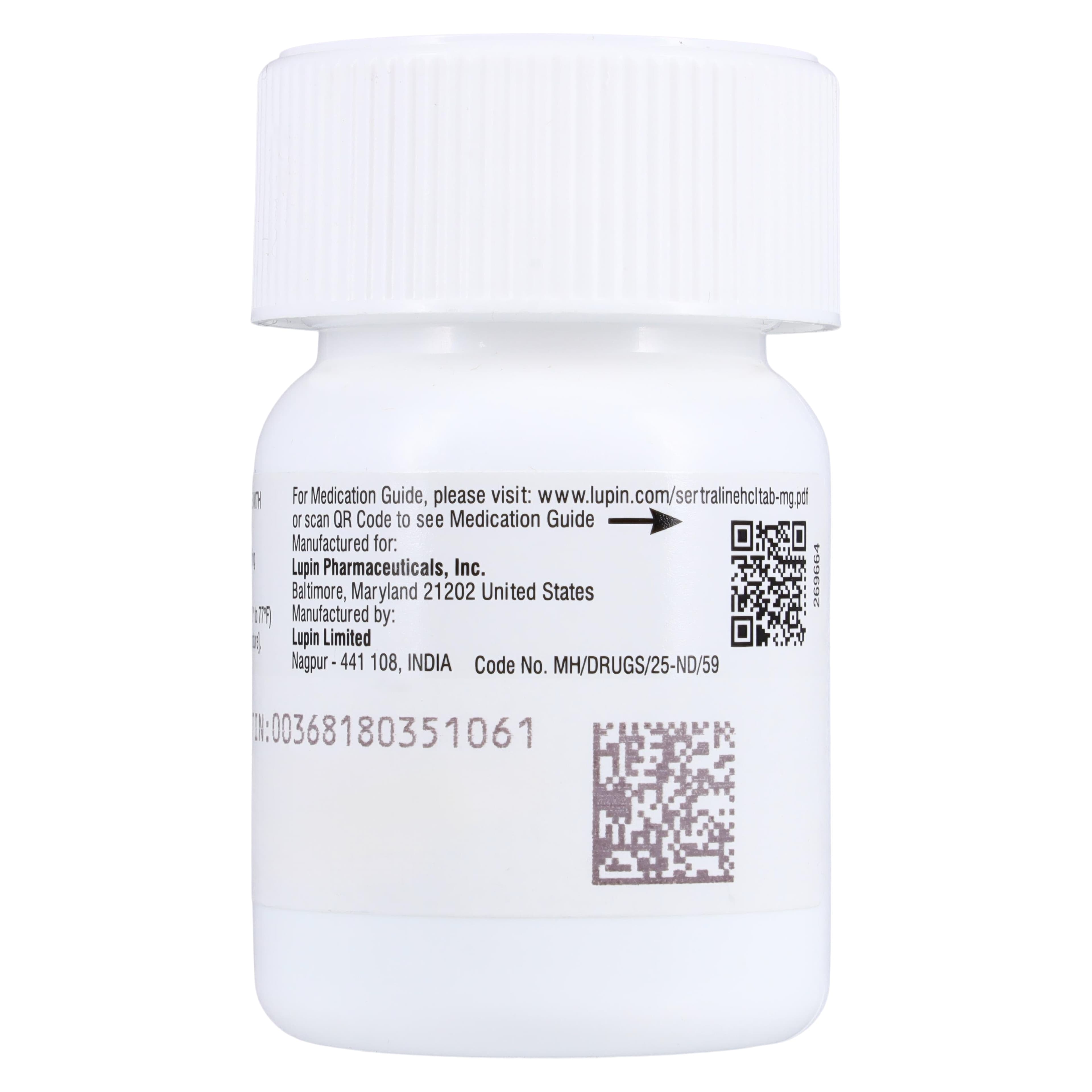 Sertraline HCl Tablets 25mg, 30 Count Bottle (Lupin Pharmaceuticals) thumbnail 3