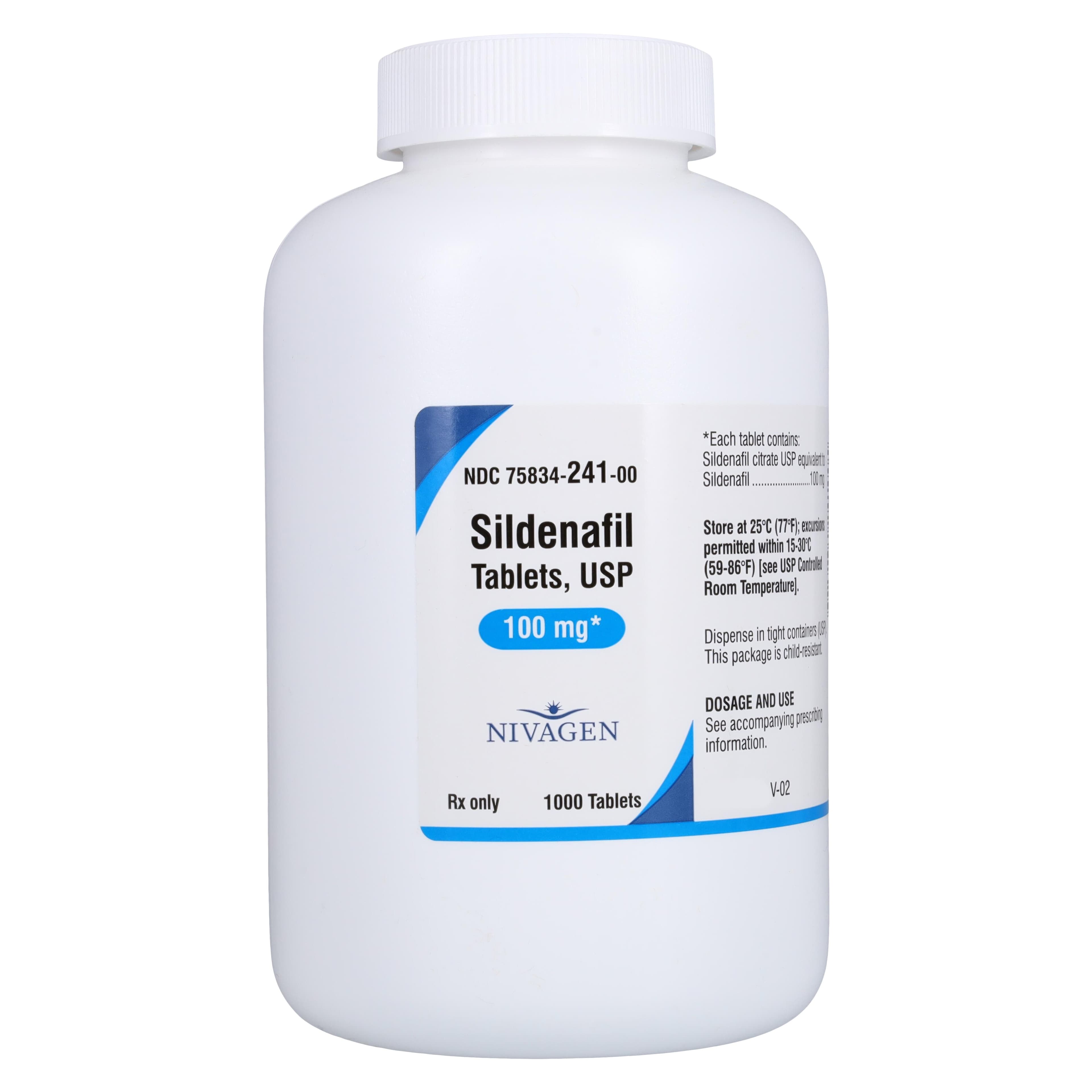 Sildenafil Citrate Tablets 100mg, 1000 Count Bottle (Nivagen Pharmaceuticals) - Sildenafil Citrate Tablets - Image 1