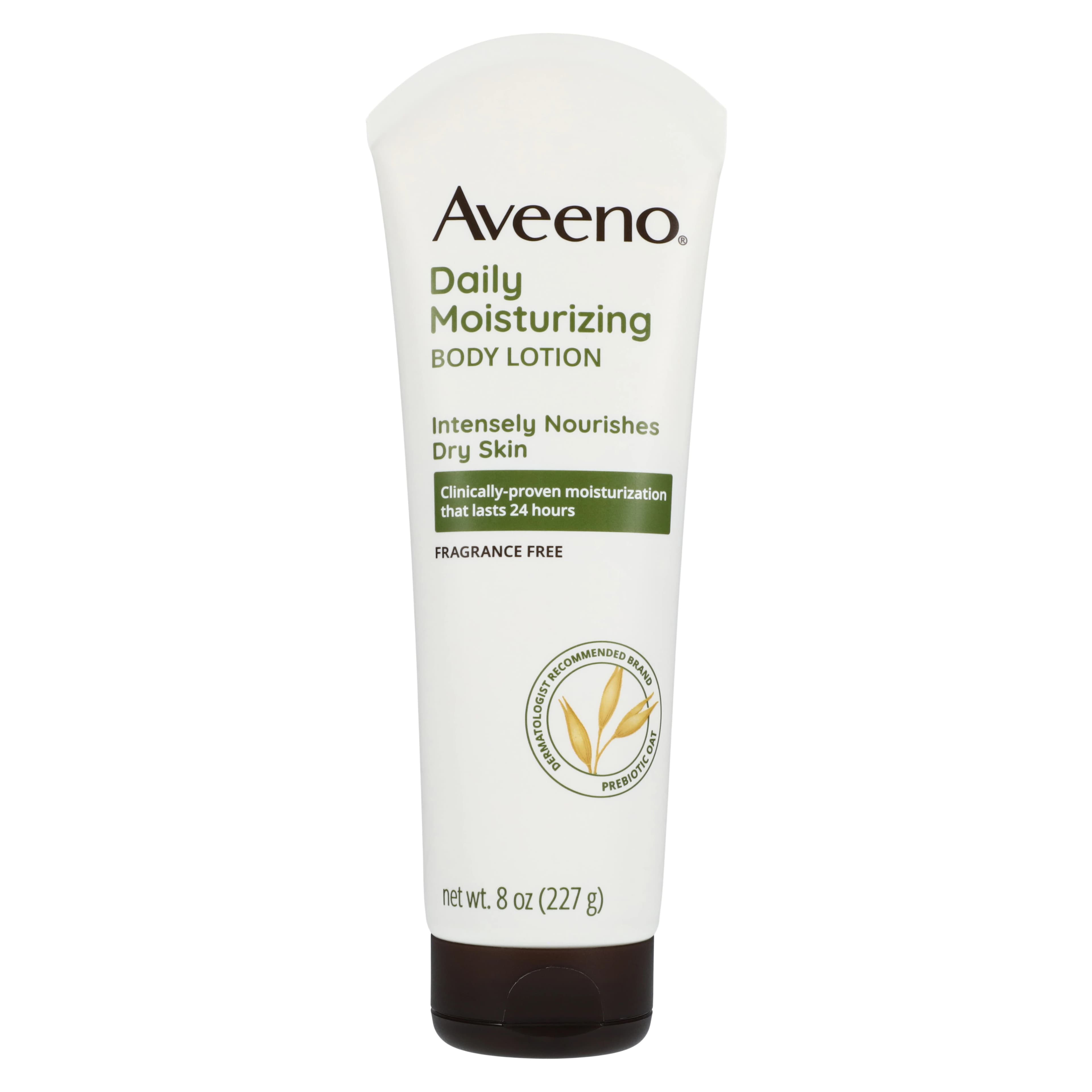 Aveeno Daily Moisturizing Body Lotion, Fragrance Free, Vitamin E & B5, 8 oz Bottle, 3/Pack - AVEENO DAILY BODY LOTION - Image 1