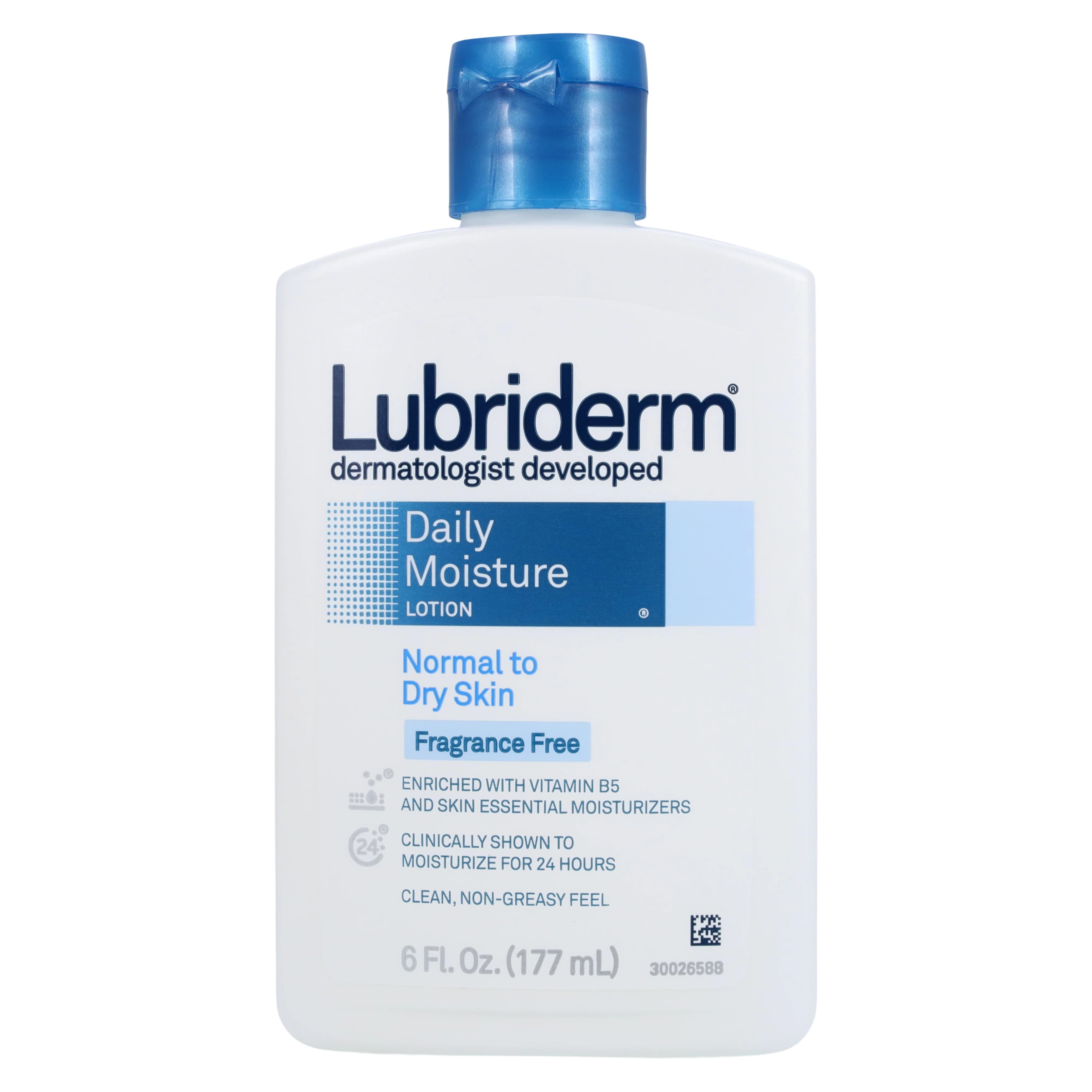 Lubriderm Daily Moisturizing Lotion, Unscented, Fragrance Free, 6 oz, 6 Bottles/Pack - LUBRIDERM UNSCENTED - Image 1