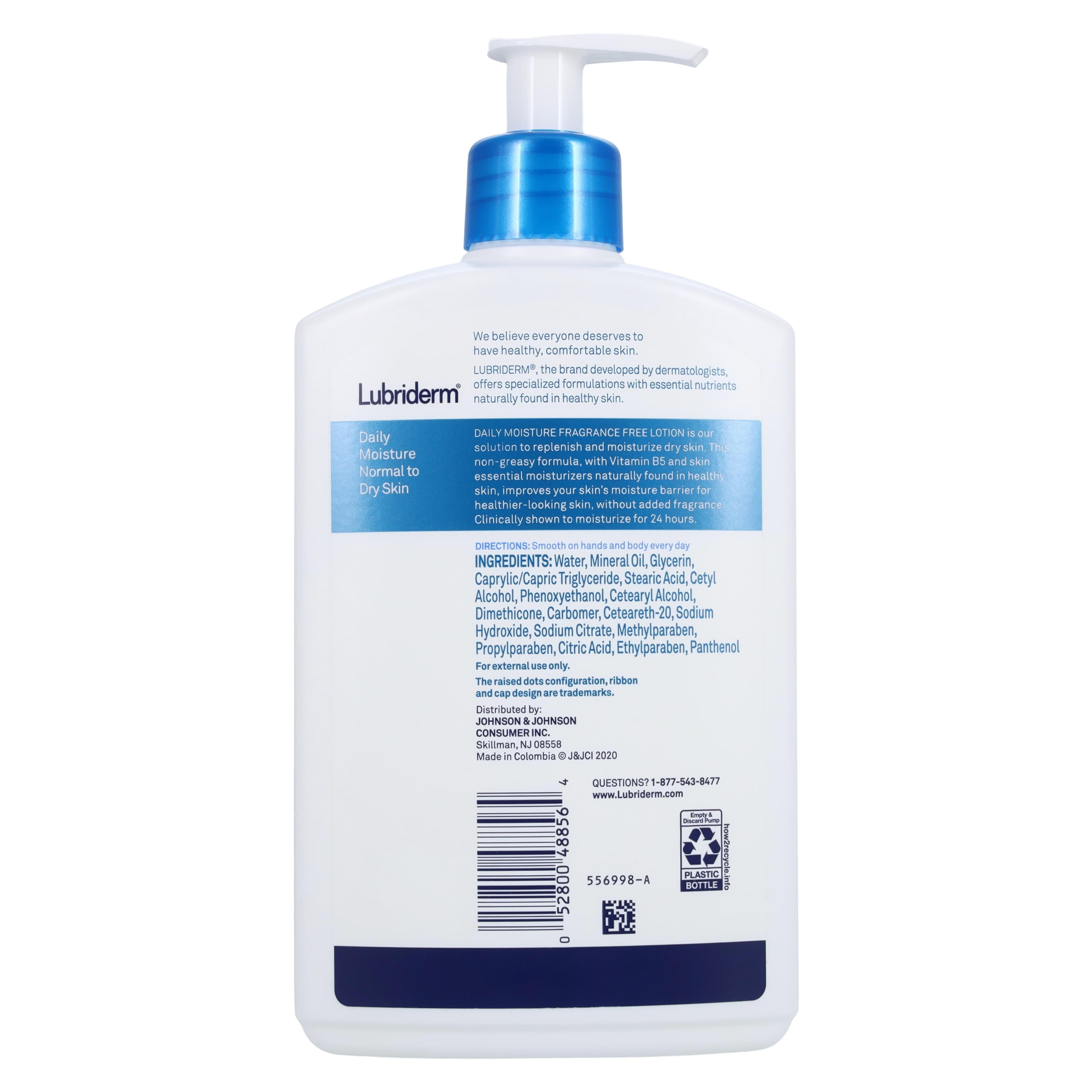 Lubriderm Daily Moisturizing Lotion, Fragrance Free, Vitamin B5, 16 oz Bottle, 3/Pack thumbnail 2