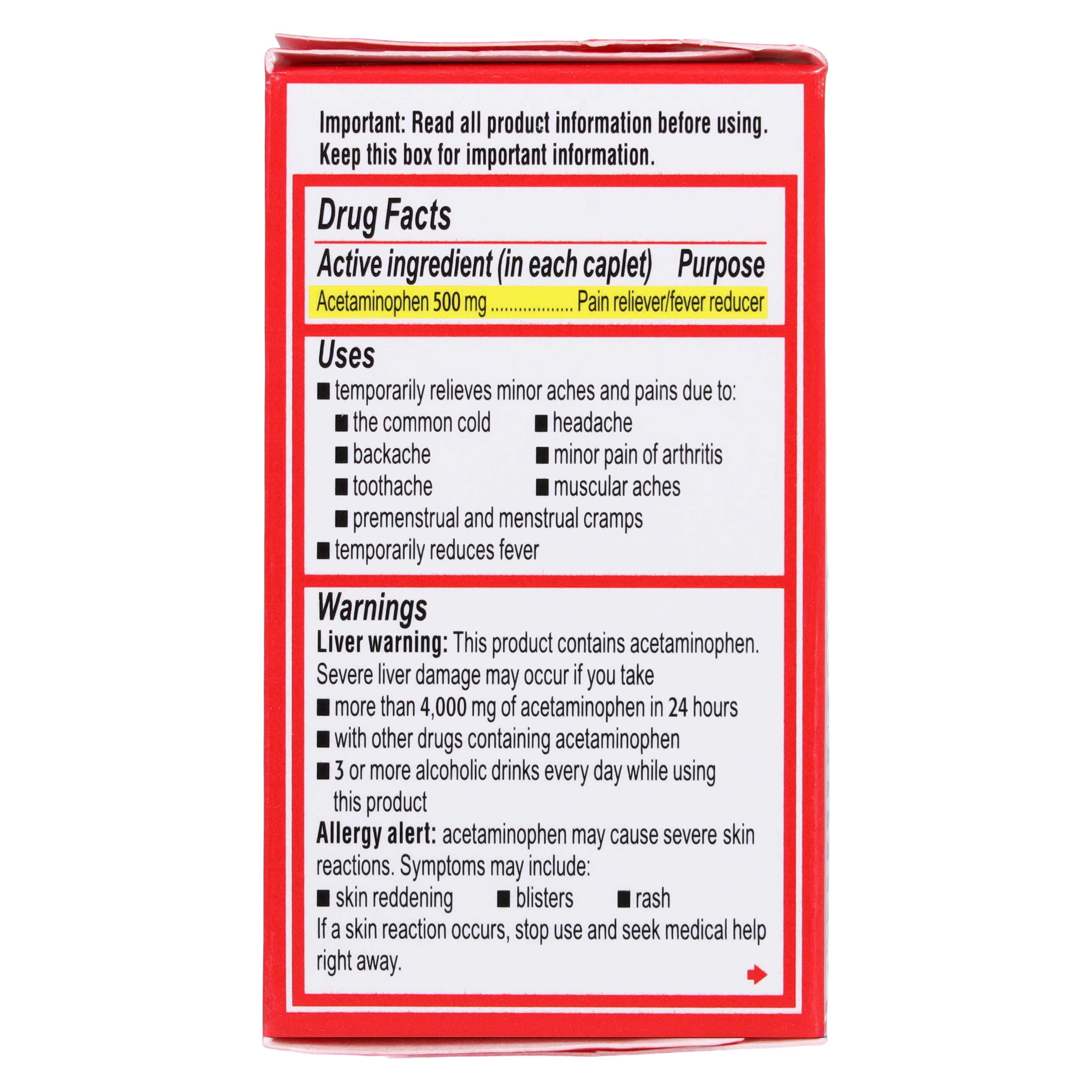 Tylenol Extra Strength Pain Reliever/Fever Reducer Caplets, 500 mg, 6 Bottles/Package thumbnail 2