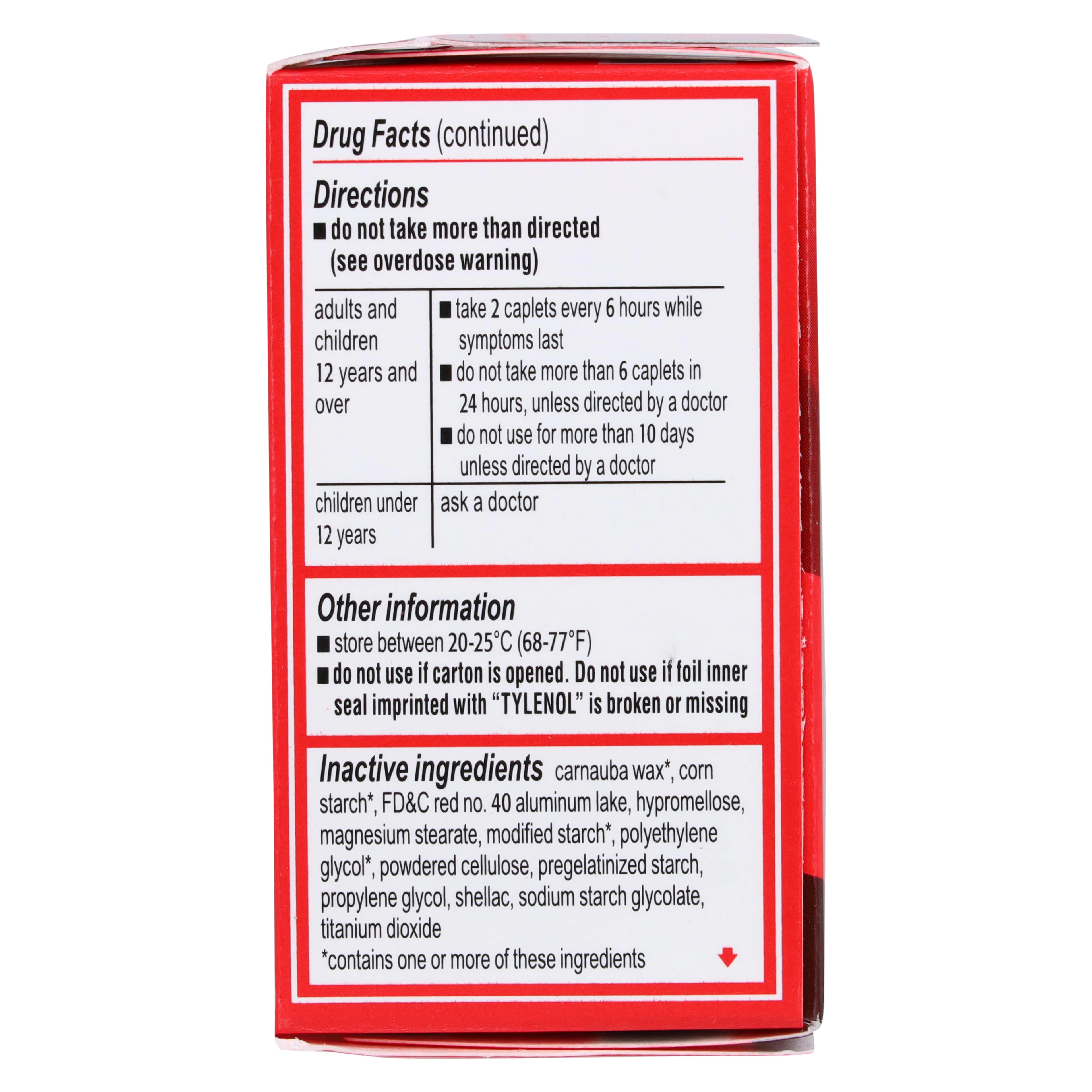 Tylenol Extra Strength Pain Reliever/Fever Reducer Caplets, 500 mg, 6 Bottles/Package thumbnail 4