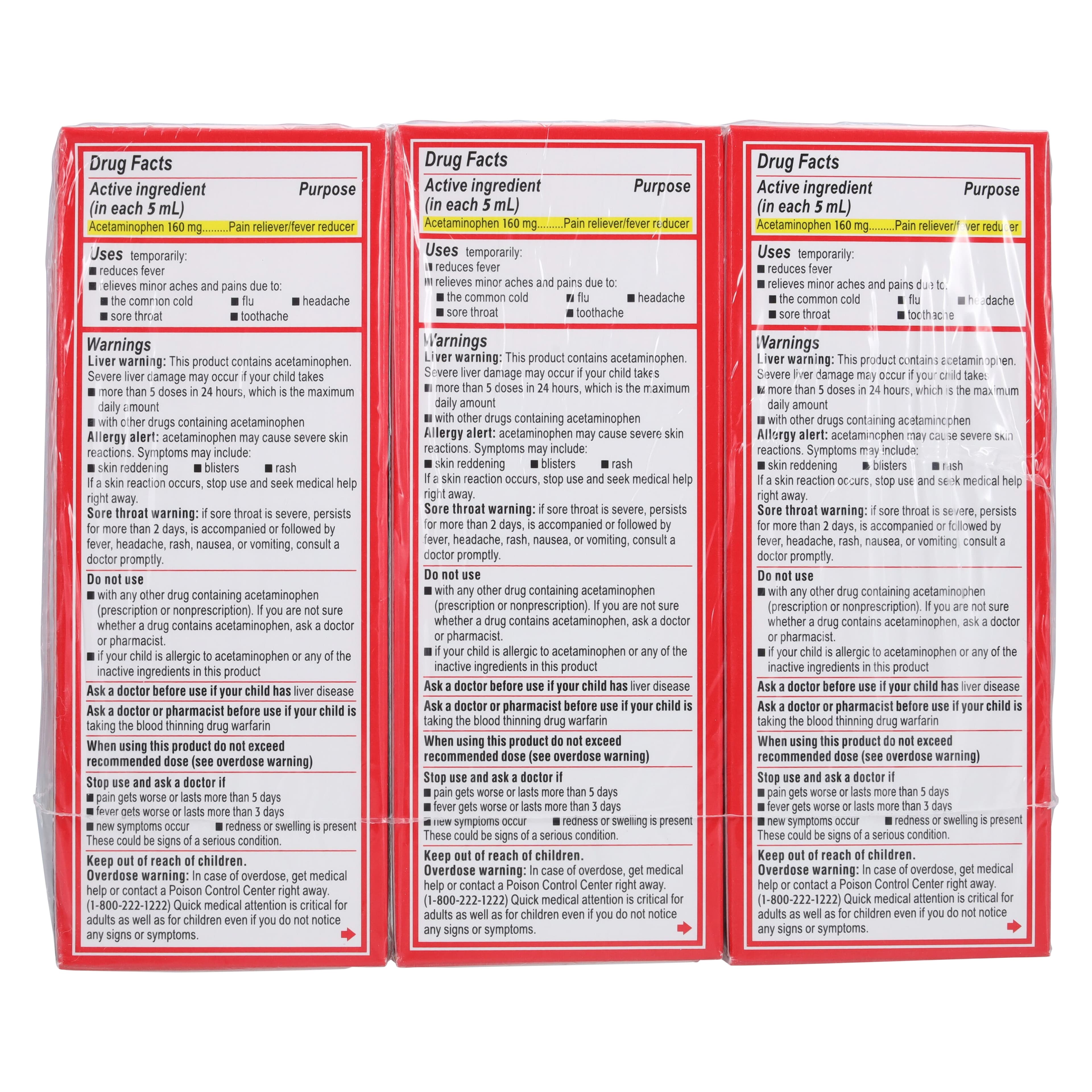 Tylenol Children's Acetaminophen Oral Suspension, 160 mg/5 mL, Cherry Flavor, 120 mL, 3-Pack thumbnail 2