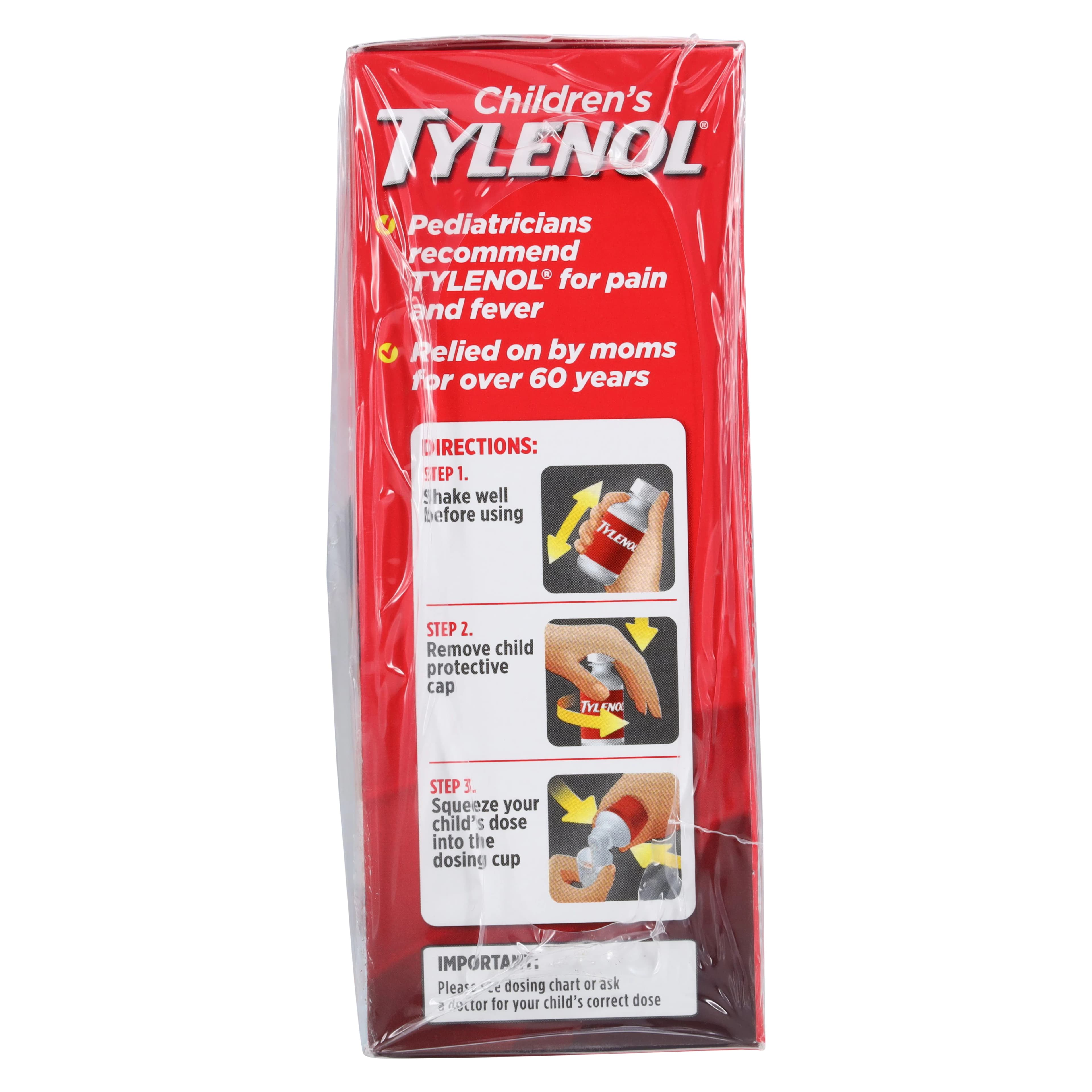 Tylenol Children's Acetaminophen Oral Suspension, 160 mg/5 mL, Cherry Flavor, 120 mL, 3-Pack thumbnail 4