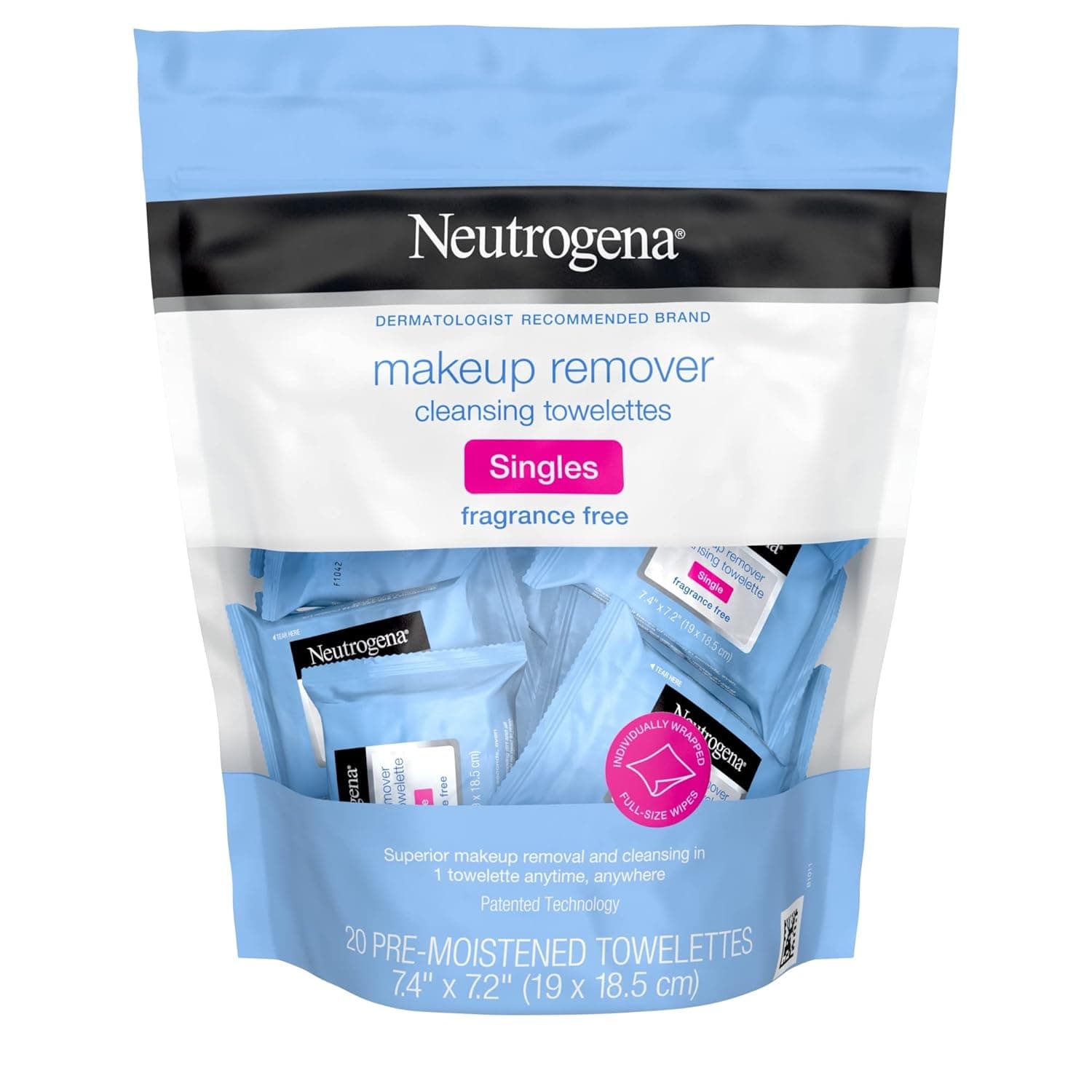 Neutrogena Cleansing Wipes, Fragrance Free, 20 Wipes per Bag, 3 Bags per Pack, 2 Packs per Case (6 Bags Total) - WIPE NEUTROGENA CLNSNG FF - Image 1
