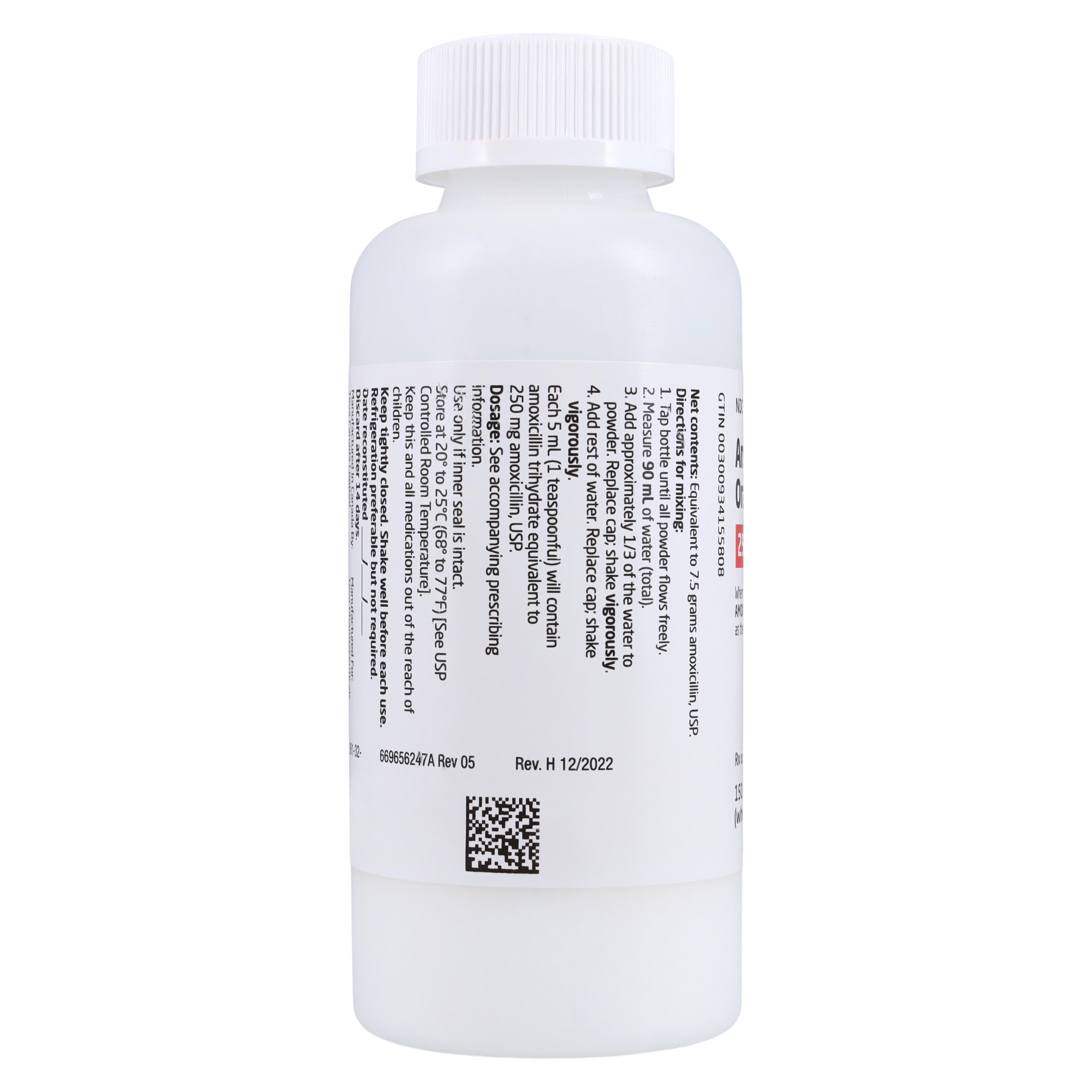 Amoxicillin Oral Suspension, 250mg/5mL, 150mL Bottle, Teva Pharmaceuticals thumbnail 2