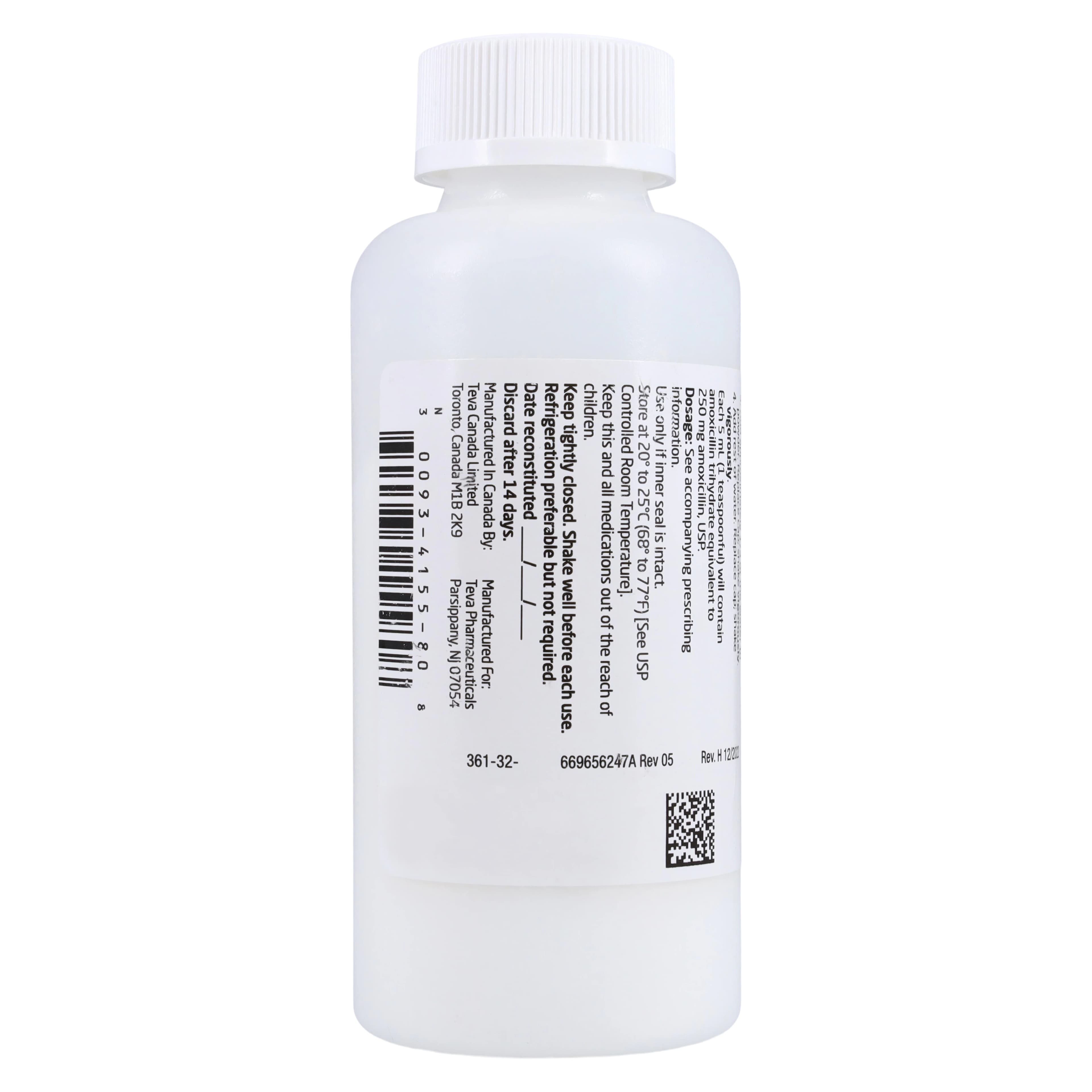 Amoxicillin Oral Suspension, 250mg/5mL, 150mL Bottle, Teva Pharmaceuticals thumbnail 3