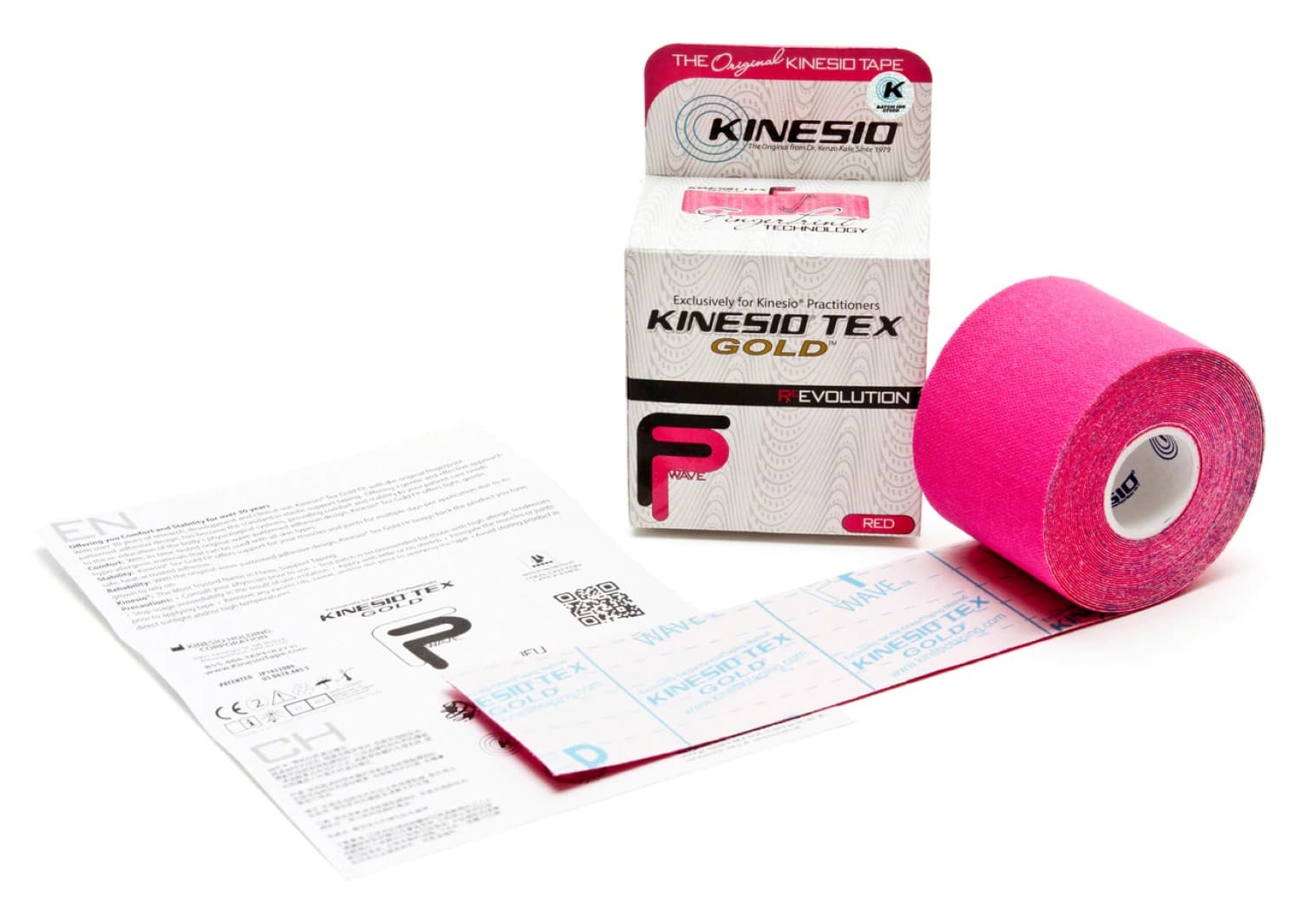 Kinesio Tex Gold FP Kinesiology Tape, Cotton, 2" x 5.5 yd, Red, Non-Sterile, Latex-Free, 6 Rolls/Box - Kinesio Tex Gold FP Tape Red - Image 1