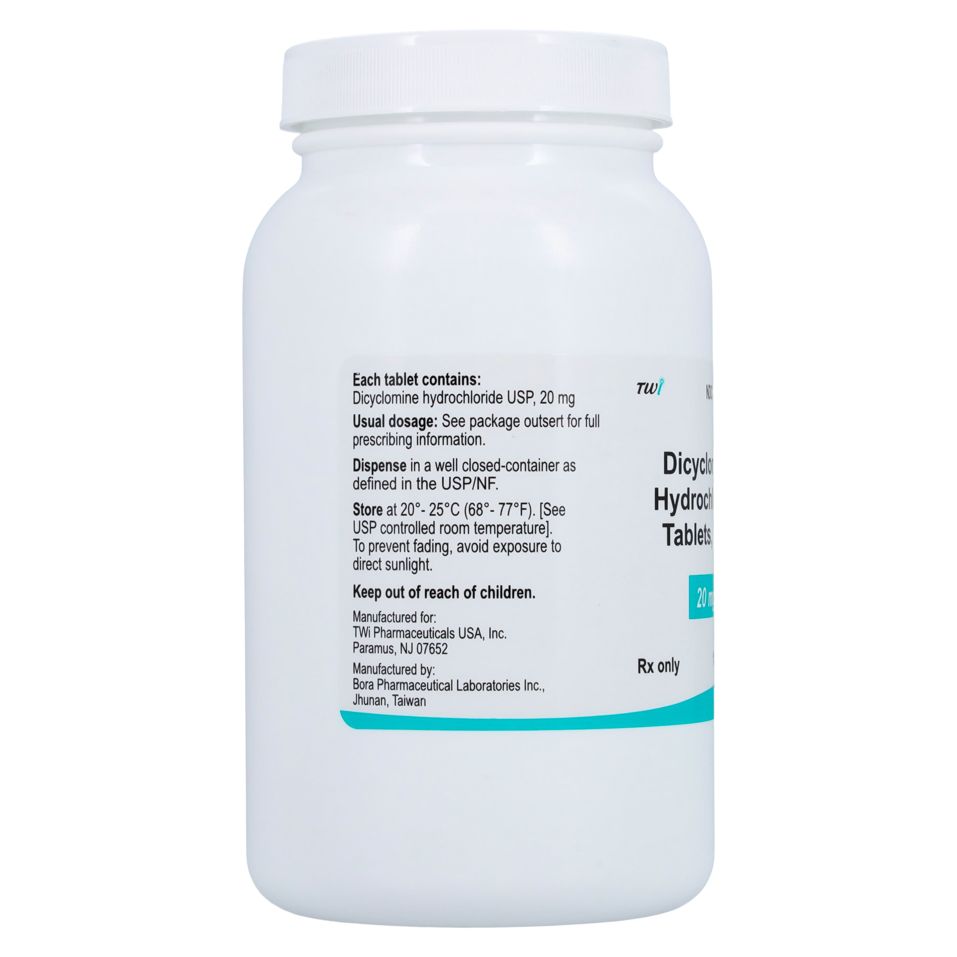 Dicyclomine HCl Tablets 20mg, 1000/Bottle, TWI Pharmaceuticals USA thumbnail 2