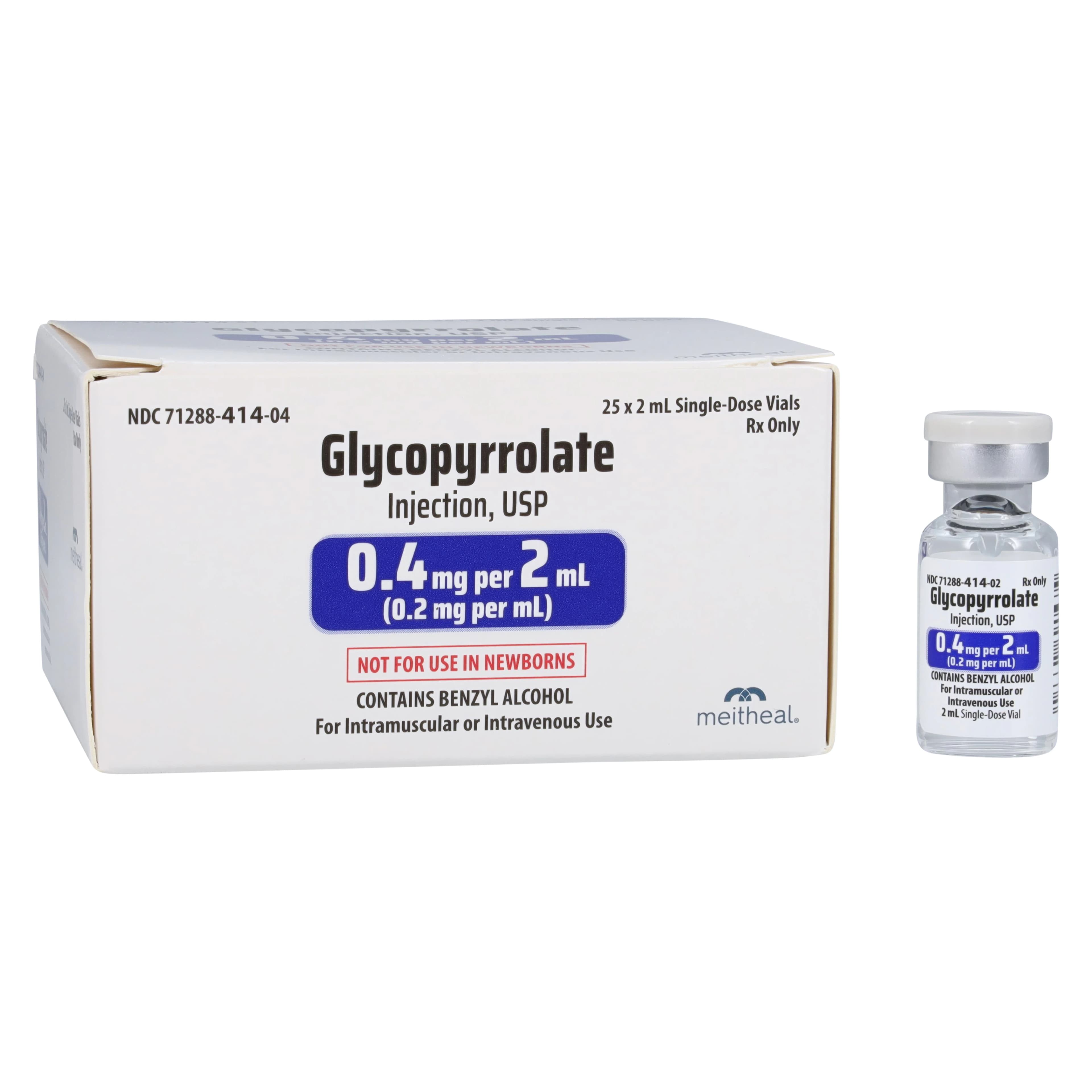 Glycopyrrolate Injection 0.2mg/mL SDV 2mL, 25/Package - Glycopyrrolate Inj SDV 2mL - Image 1