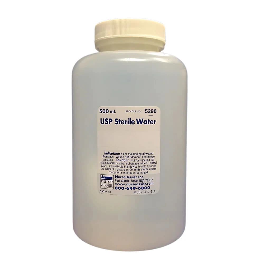 Nurse Assist Sterile Water USP for Irrigation, Plastic Pour Bottle, Latex-Free, 18/Case - Sterile Water USP F/Irr Bottle - Image 1
