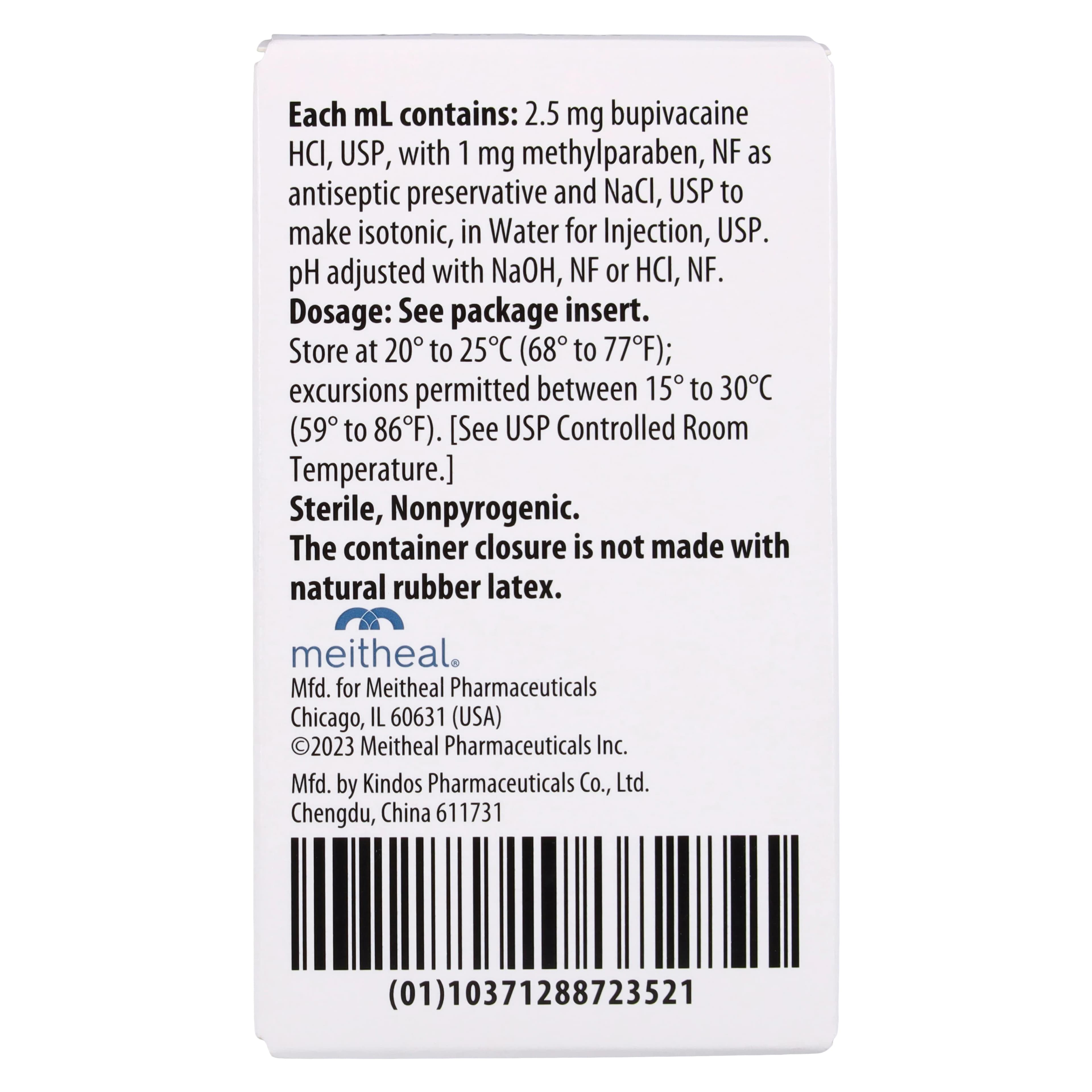 Bupivacaine HCL Injection 0.25% MDV 50mL, Meitheal Pharmaceuticals thumbnail 2