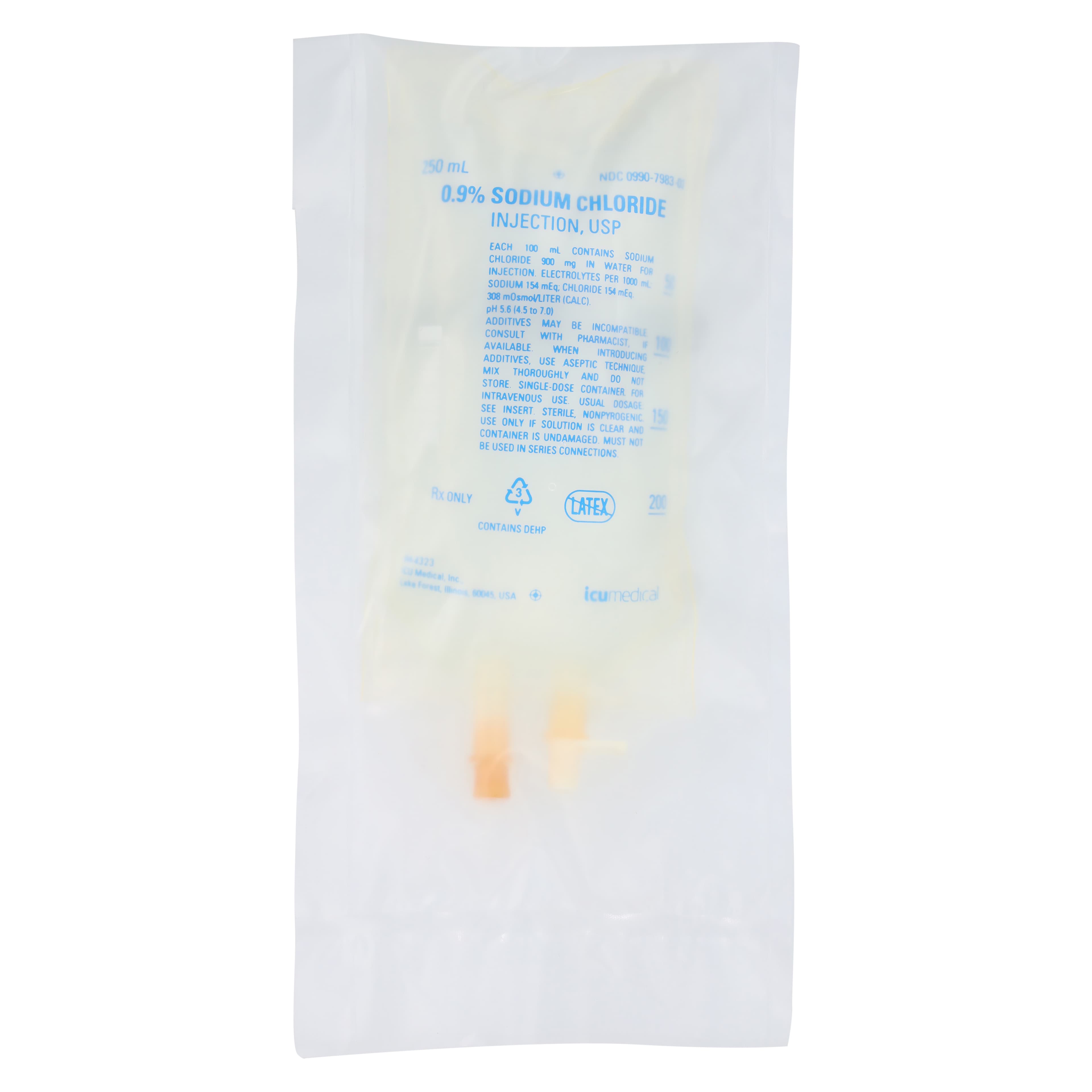 Sodium Chloride 0.9% Injectable Solution, 250mL Flexible Bag, DEHP-Free, 24/Case - Sodium Chloride 0.9% Inj Bag - Image 1