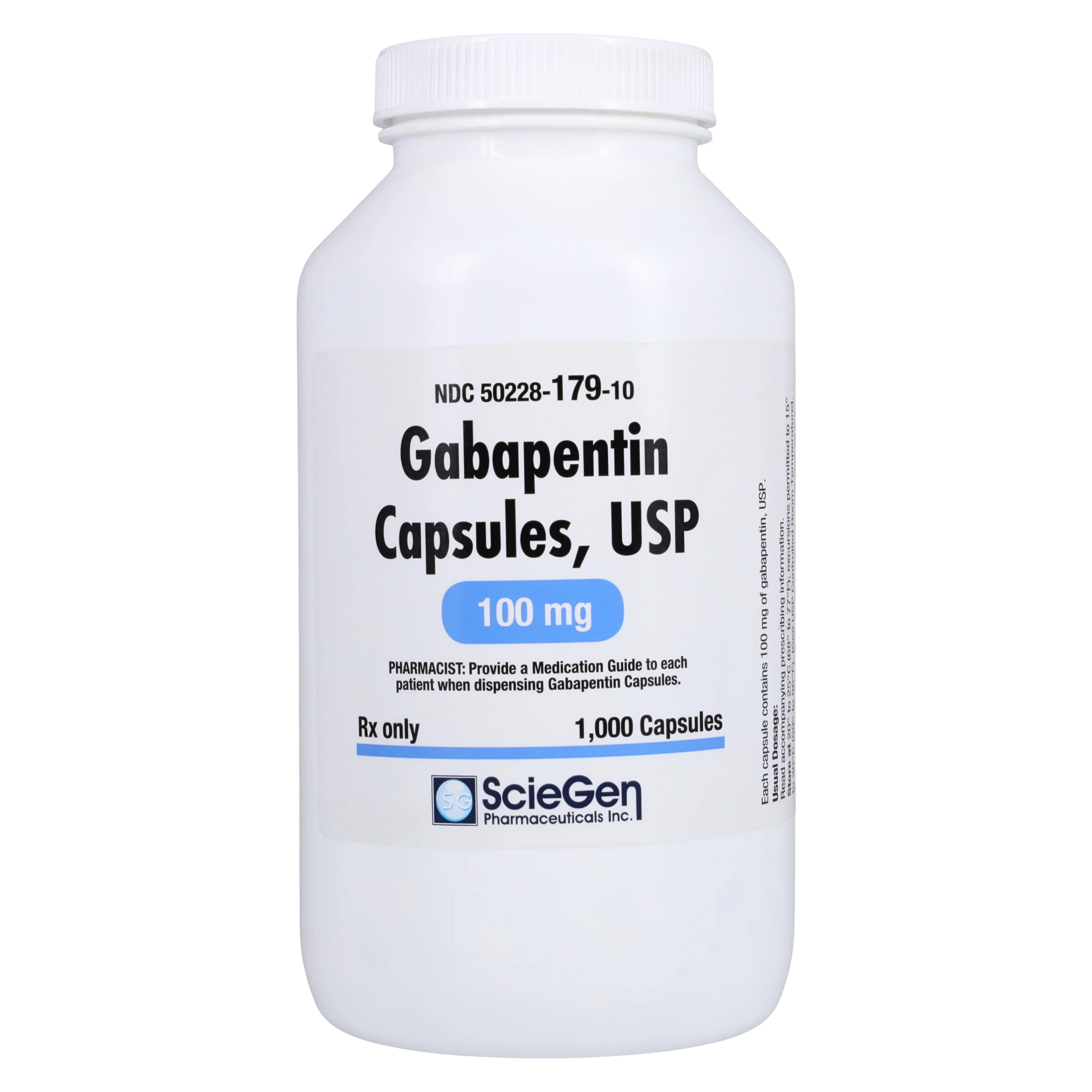 Gabapentin Capsules 100mg, 1000 Count Bottle, Sciegen Pharmaceuticals - Gabapentin Capsules - Image 1