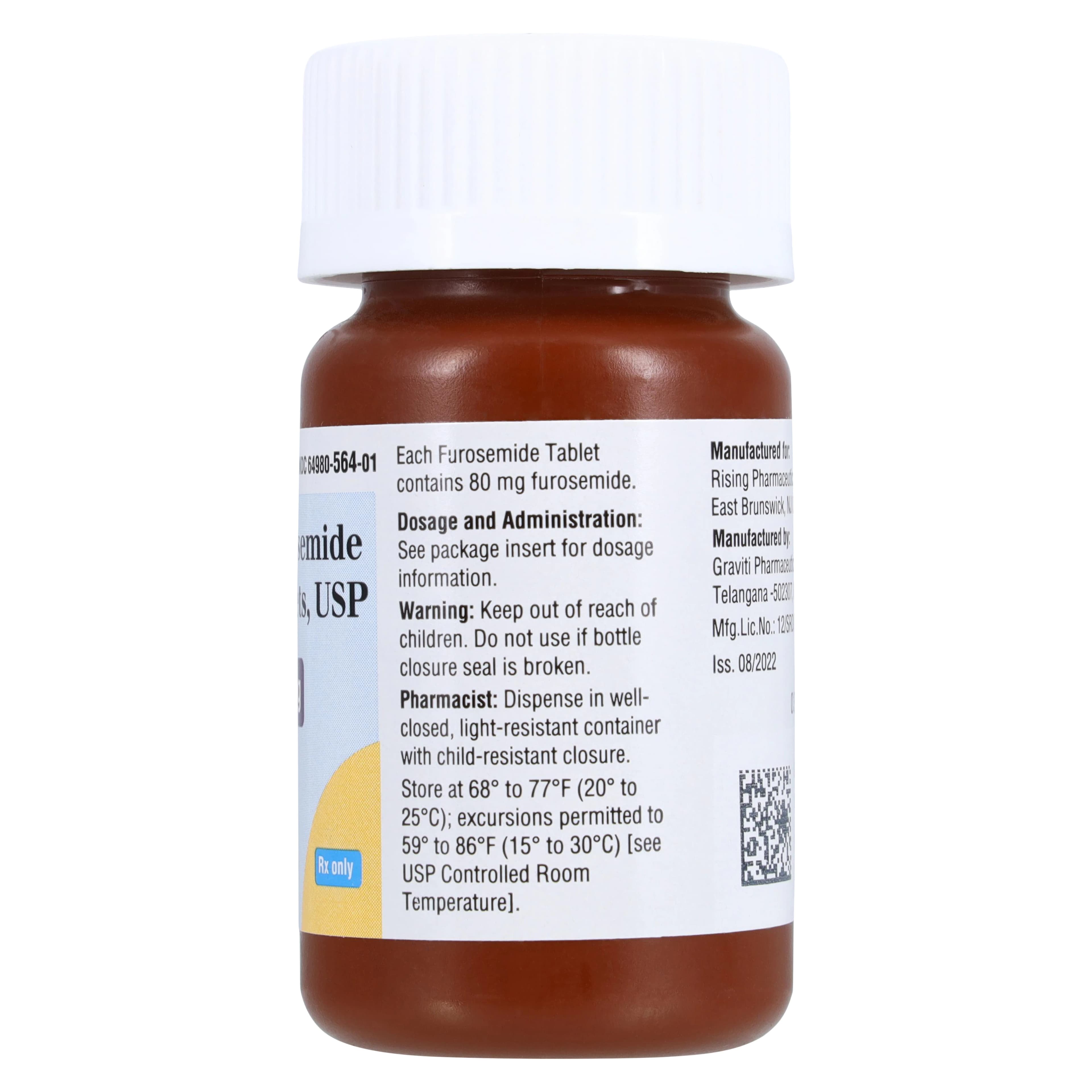 Furosemide Tablets, 80mg, 100/Bottle, Rising Pharmaceuticals thumbnail 2