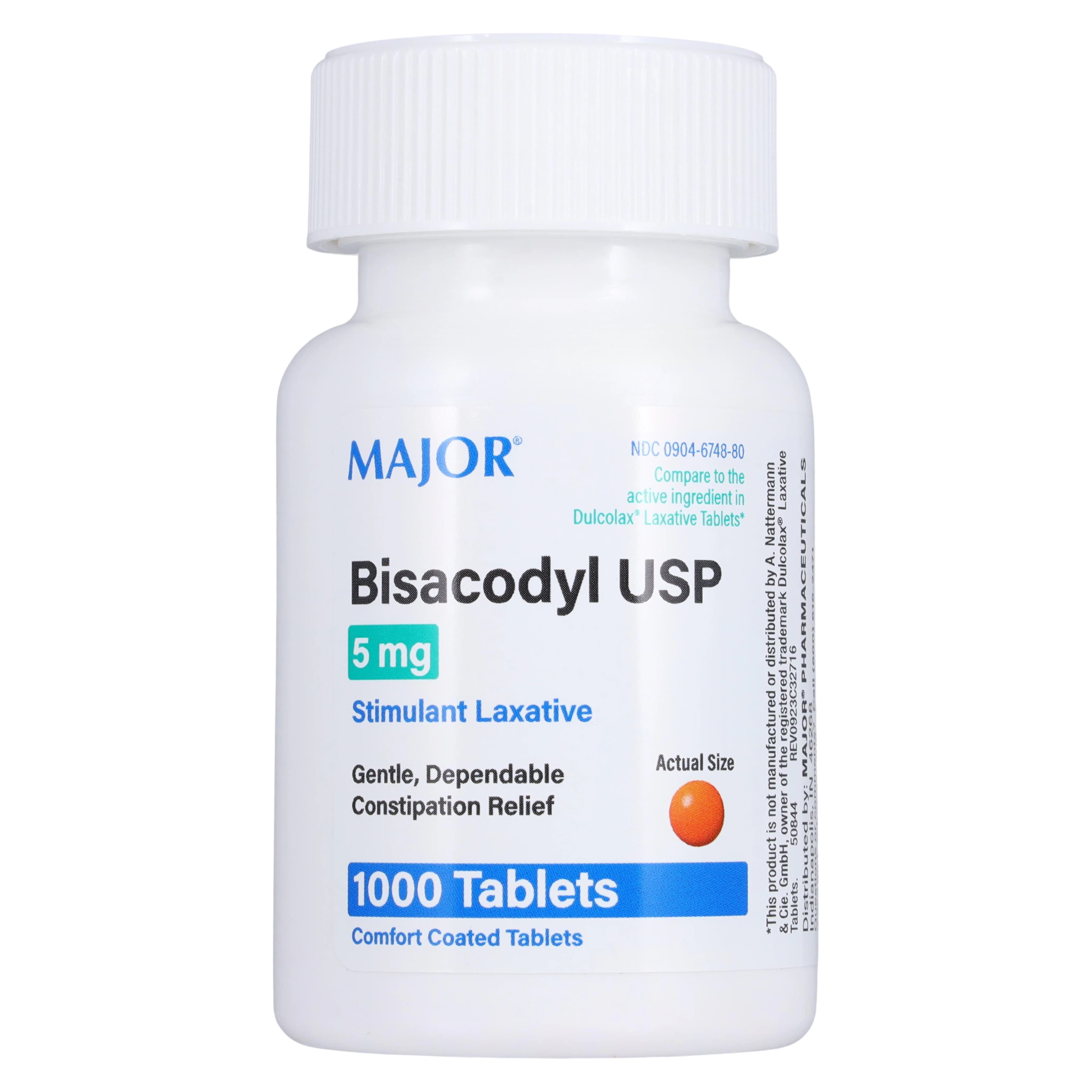 Bisacodyl EC Tablets 5 mg, Enteric-Coated, 1000 Count Bottle (Major Pharmaceuticals) - Bisacodyl EC Tablets - Image 1