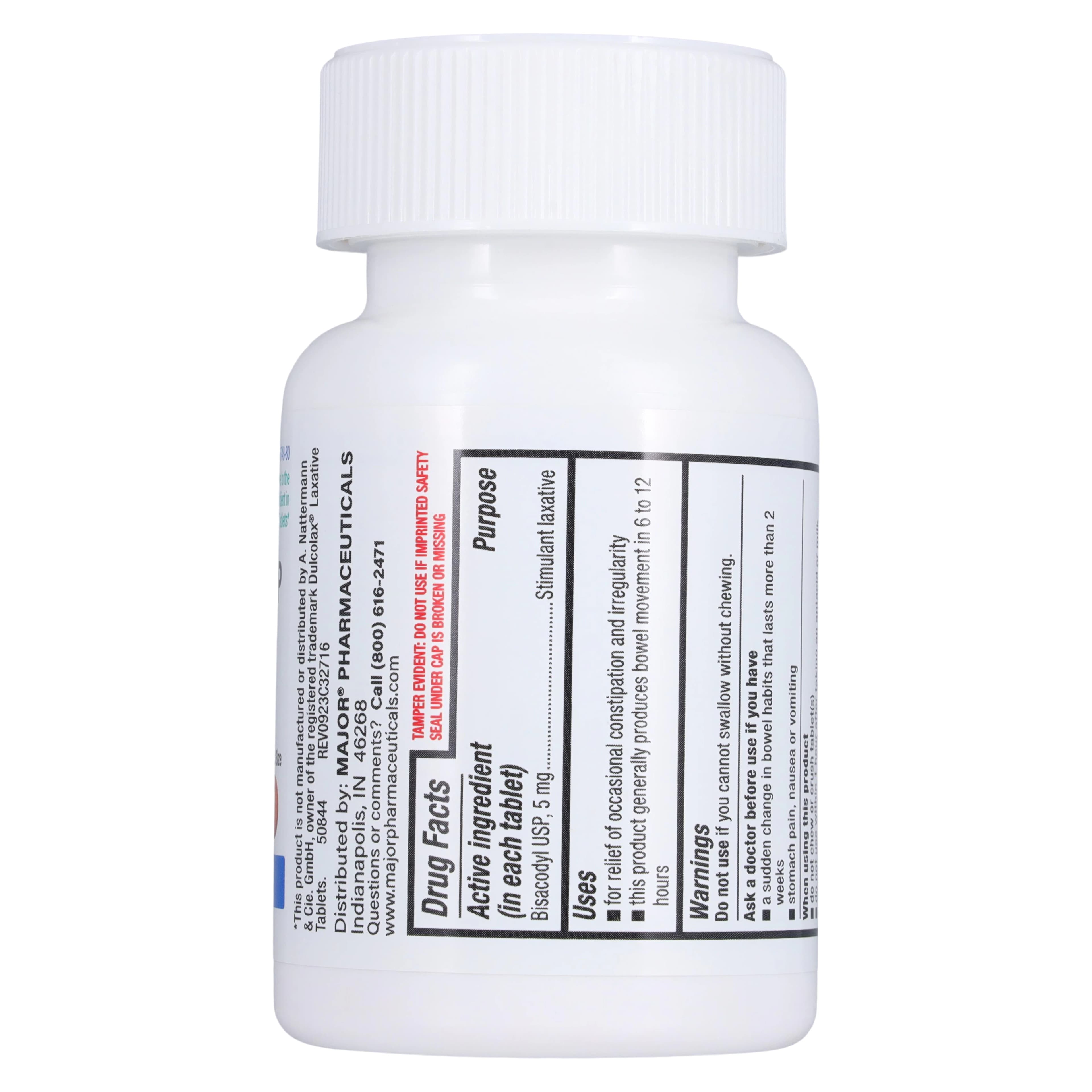 Bisacodyl EC Tablets 5 mg, Enteric-Coated, 1000 Count Bottle (Major Pharmaceuticals) thumbnail 2