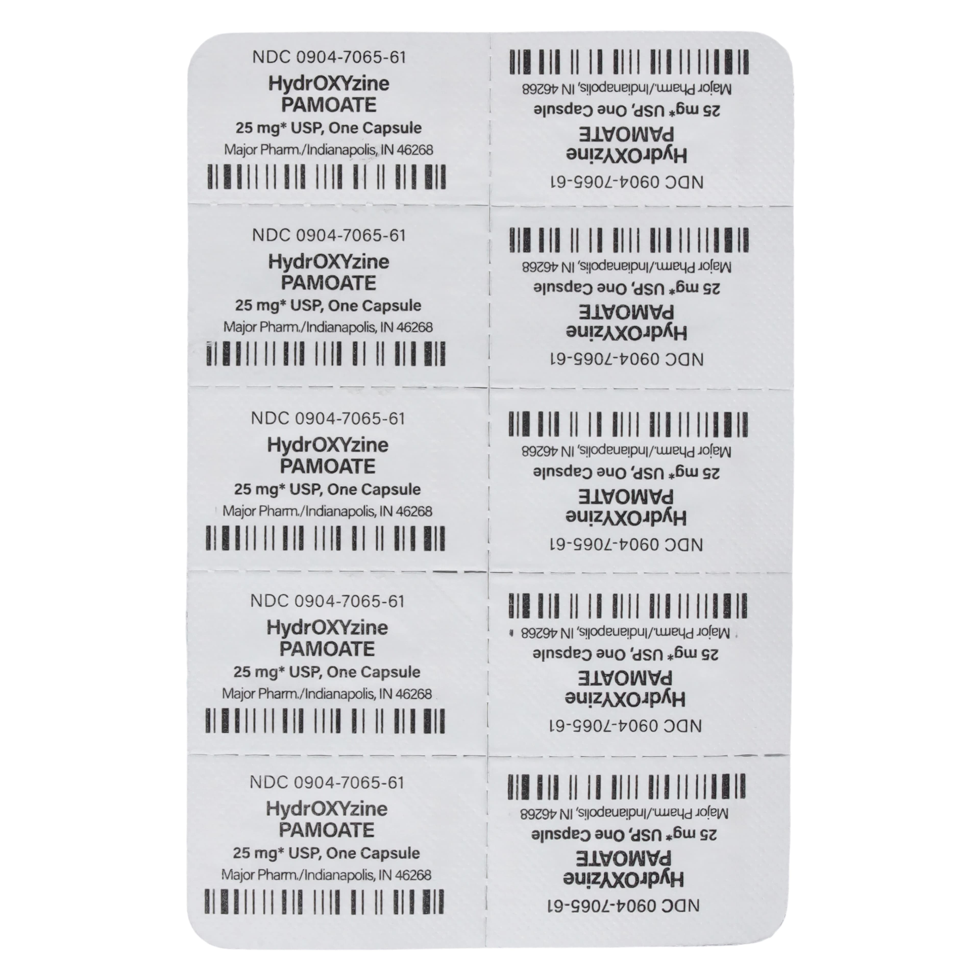 Hydroxyzine Pamoate Capsules 25 mg, Unit Dose, 100/Package (Major Pharmaceuticals) thumbnail 3
