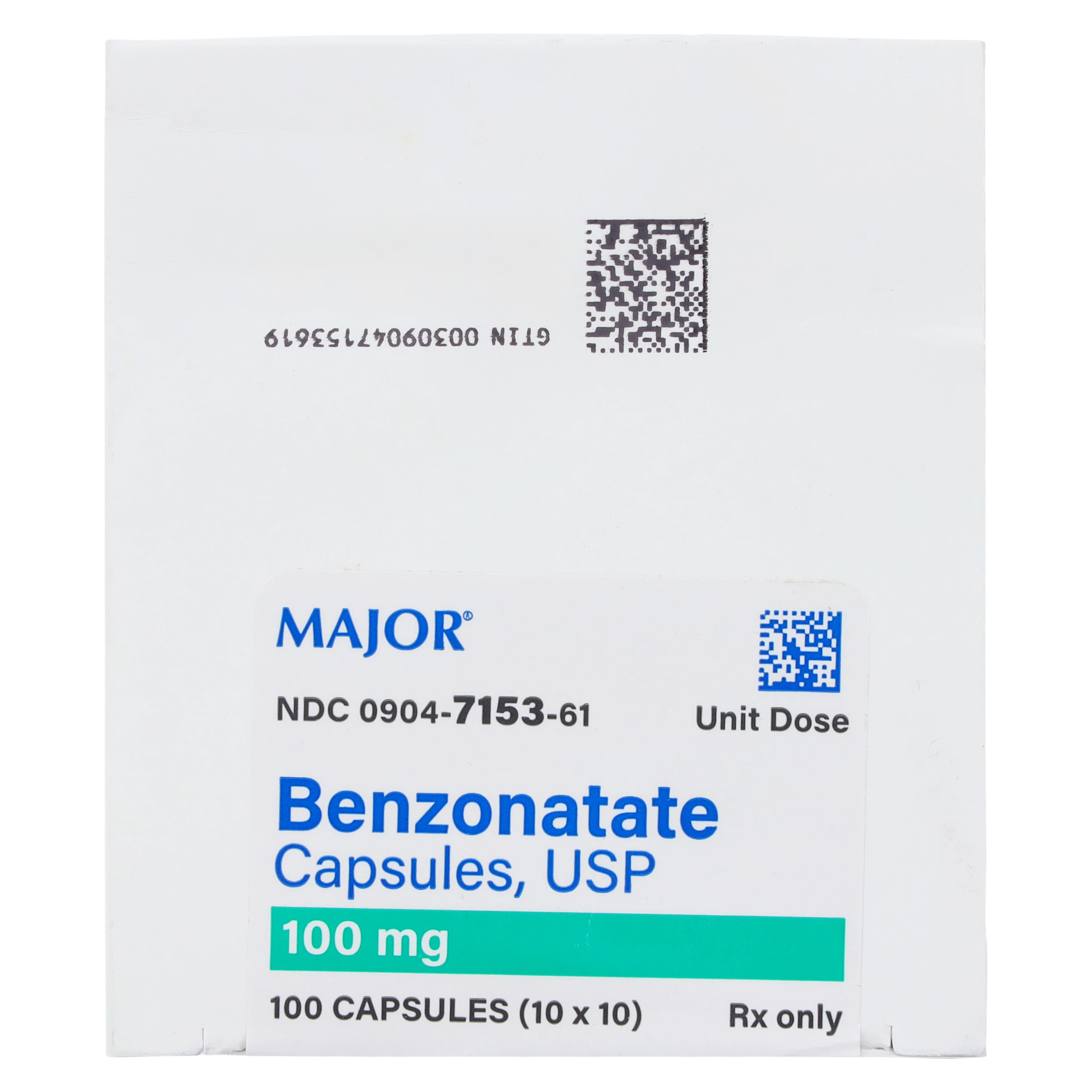 Benzonatate Capsules 100 mg, Unit Dose, 100/Package, Major Pharmaceuticals thumbnail 2