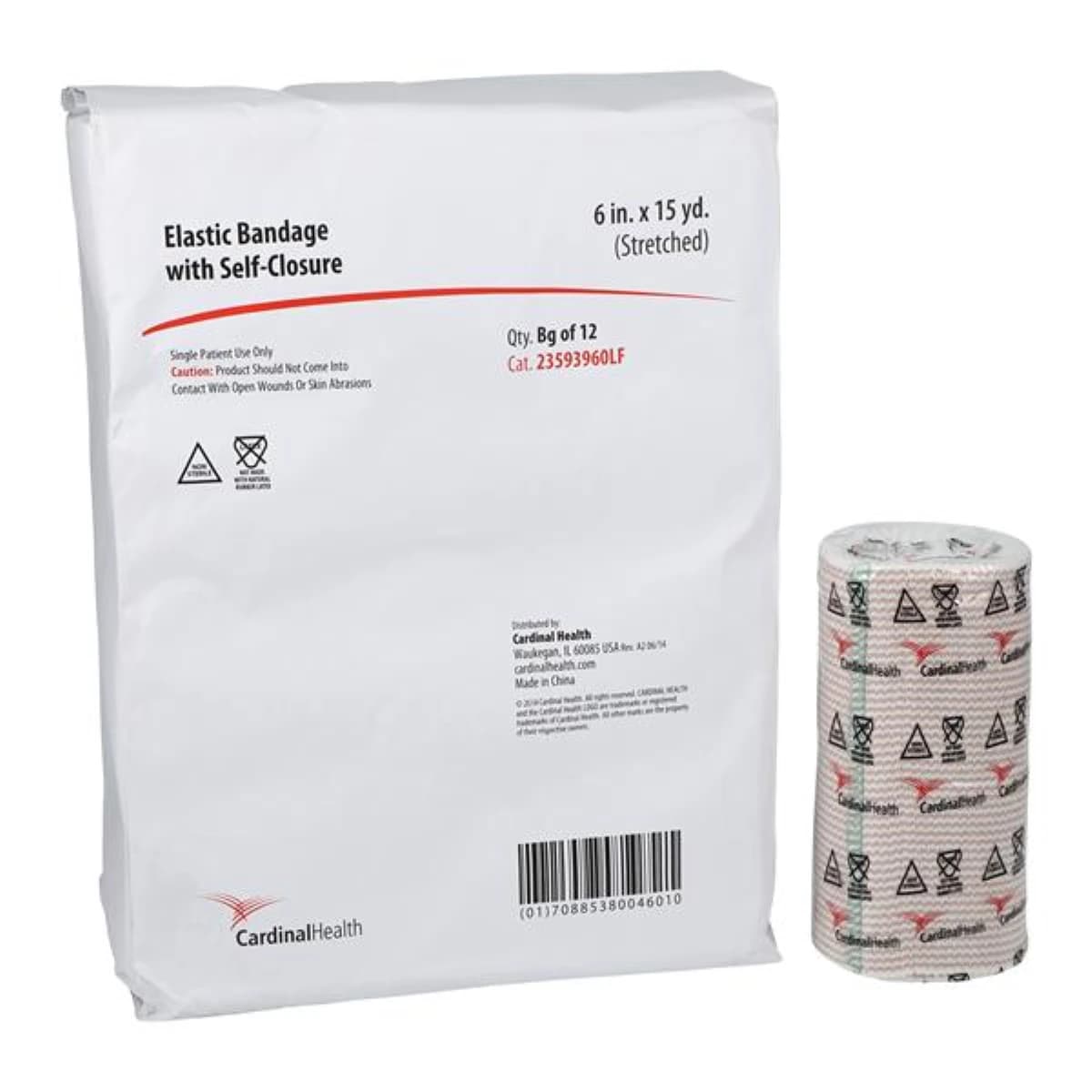 Cardinal Health Elast Bandage Self-Clos LF NS, Elastic Compression Bandage, 6" x 15 yd, Beige, Non-Sterile, 24/Case - Elast Bandage Self-Clos LF NS - Image 1