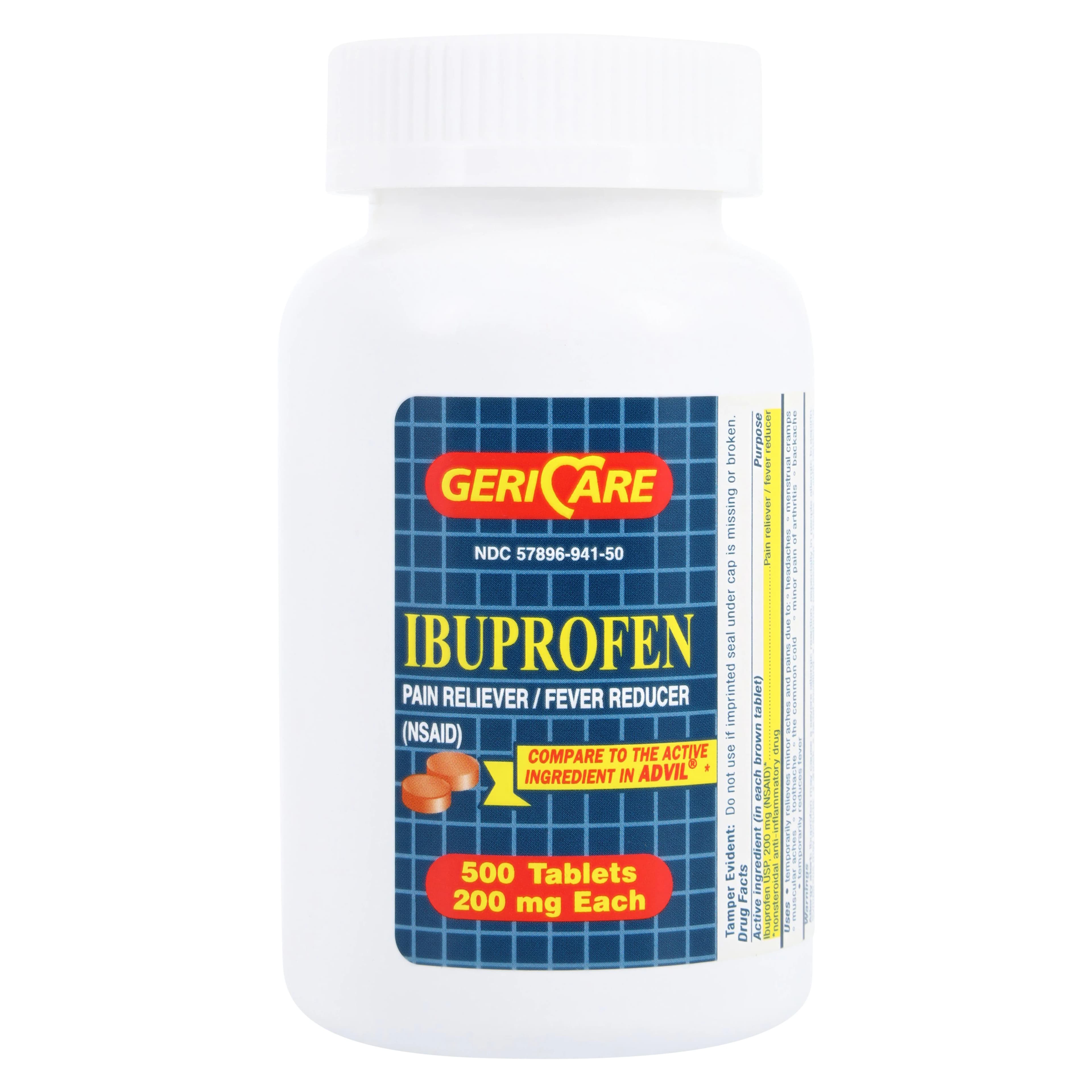 Geri-Care Ibuprofen Tablets, 200mg, 500/Bottle - Ibuprofen Tablets - Image 1