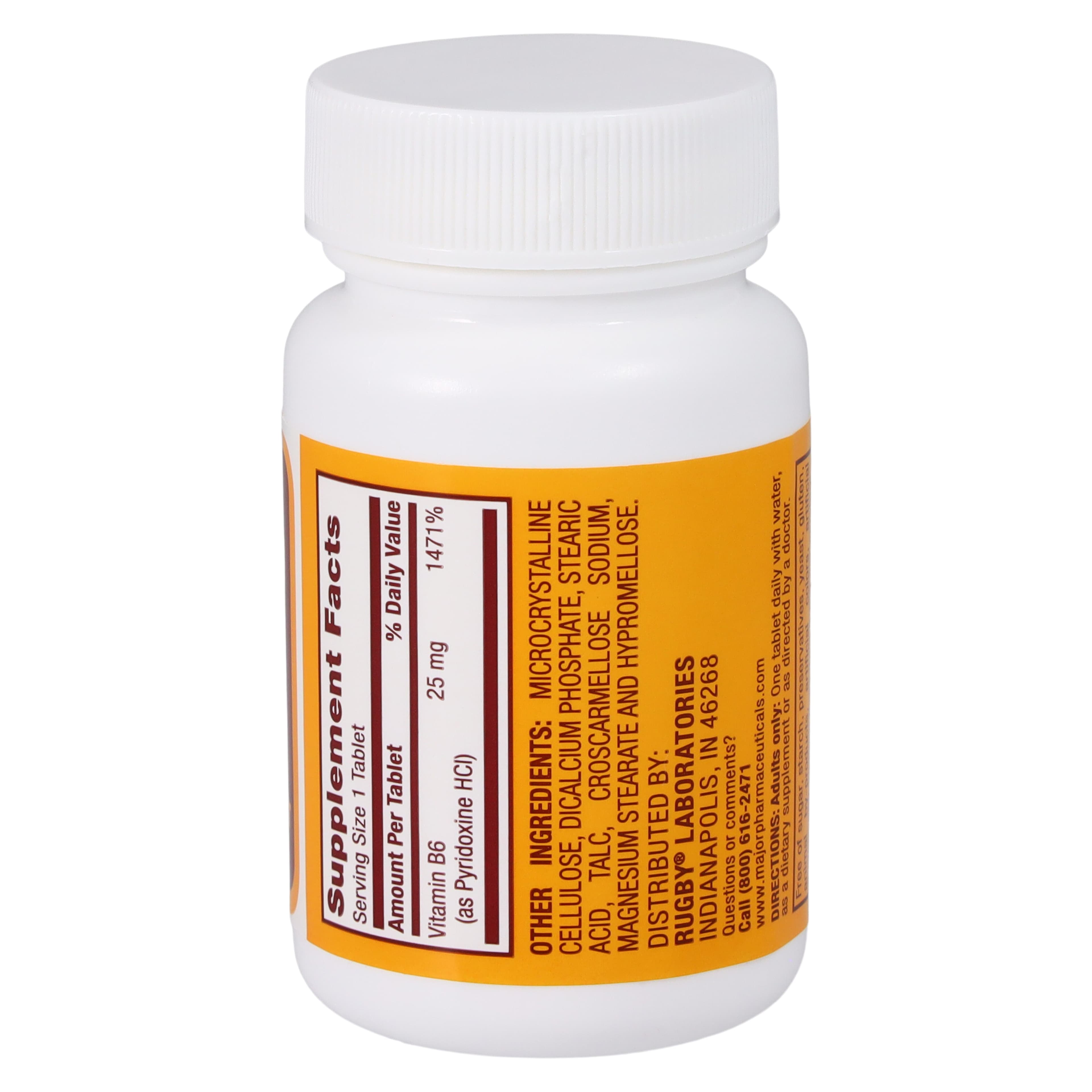 Vitamin B-6 Pyridoxine Tablets, 25 mg, 100 Tablets per Bottle thumbnail 2