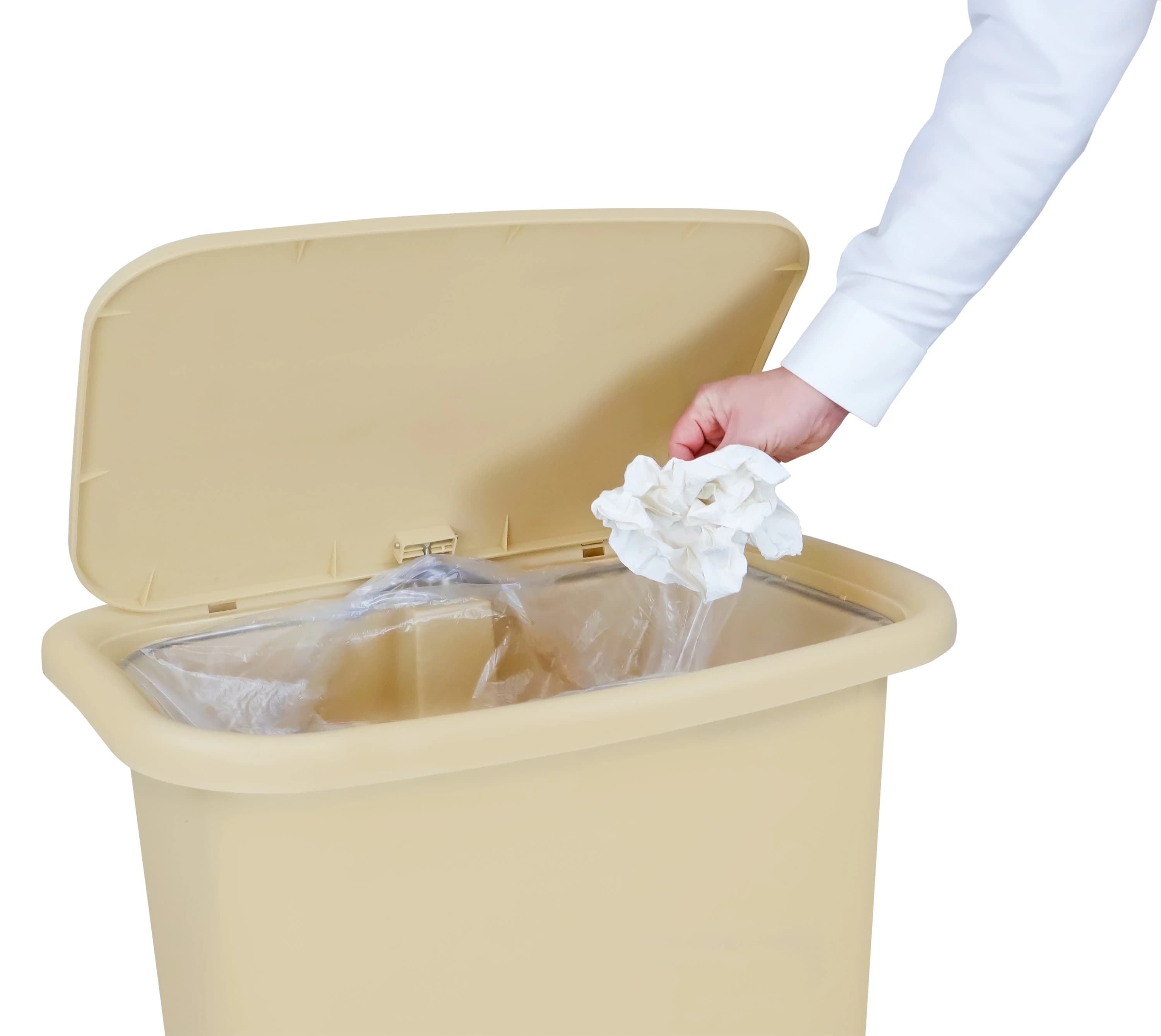 Waste Mate Plastic Waste Receptacle, 18 Gallon, Beige thumbnail 4