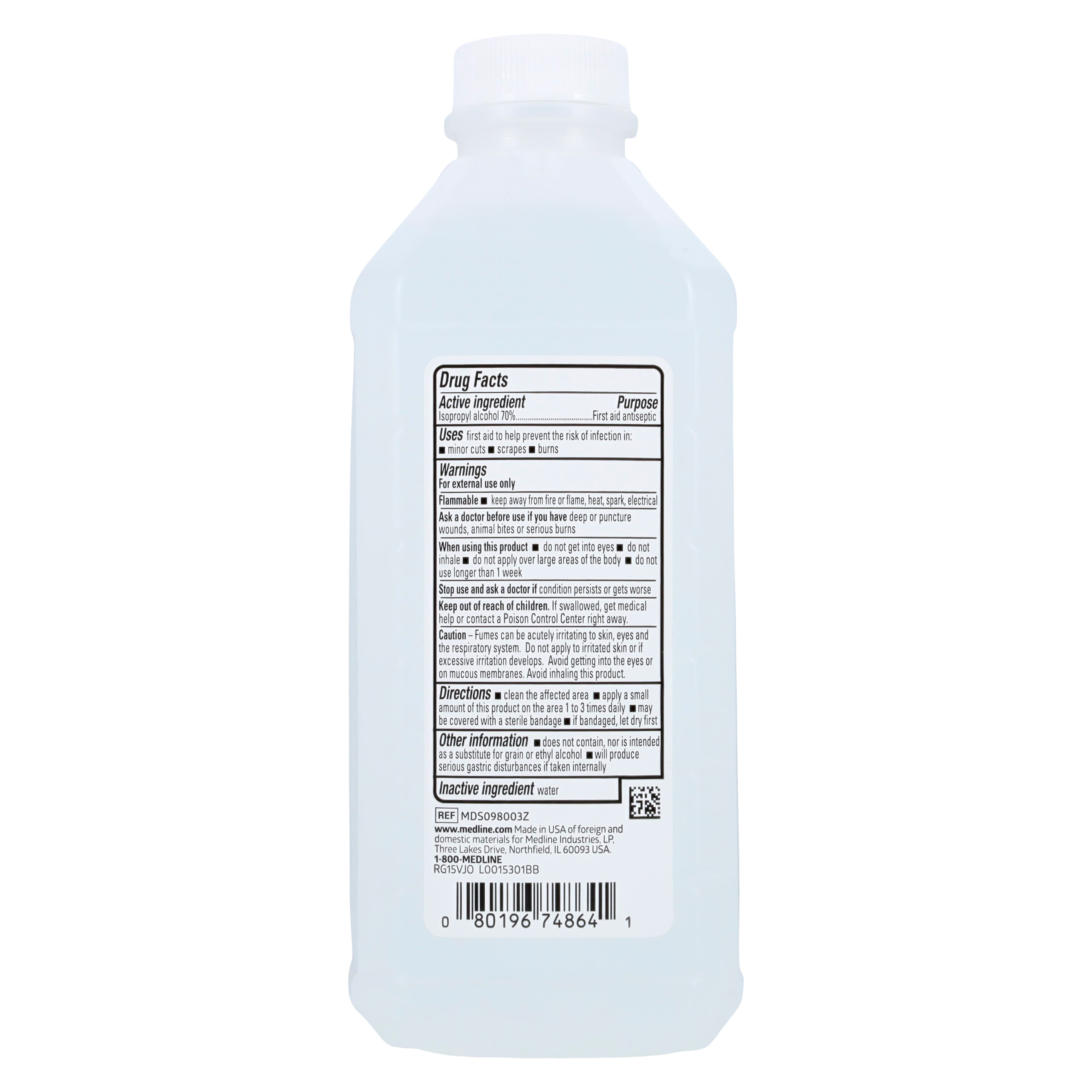 Medline Alcohol 70% Isopropyl Antiseptic, 16 oz Bottle, 12/Case thumbnail 2