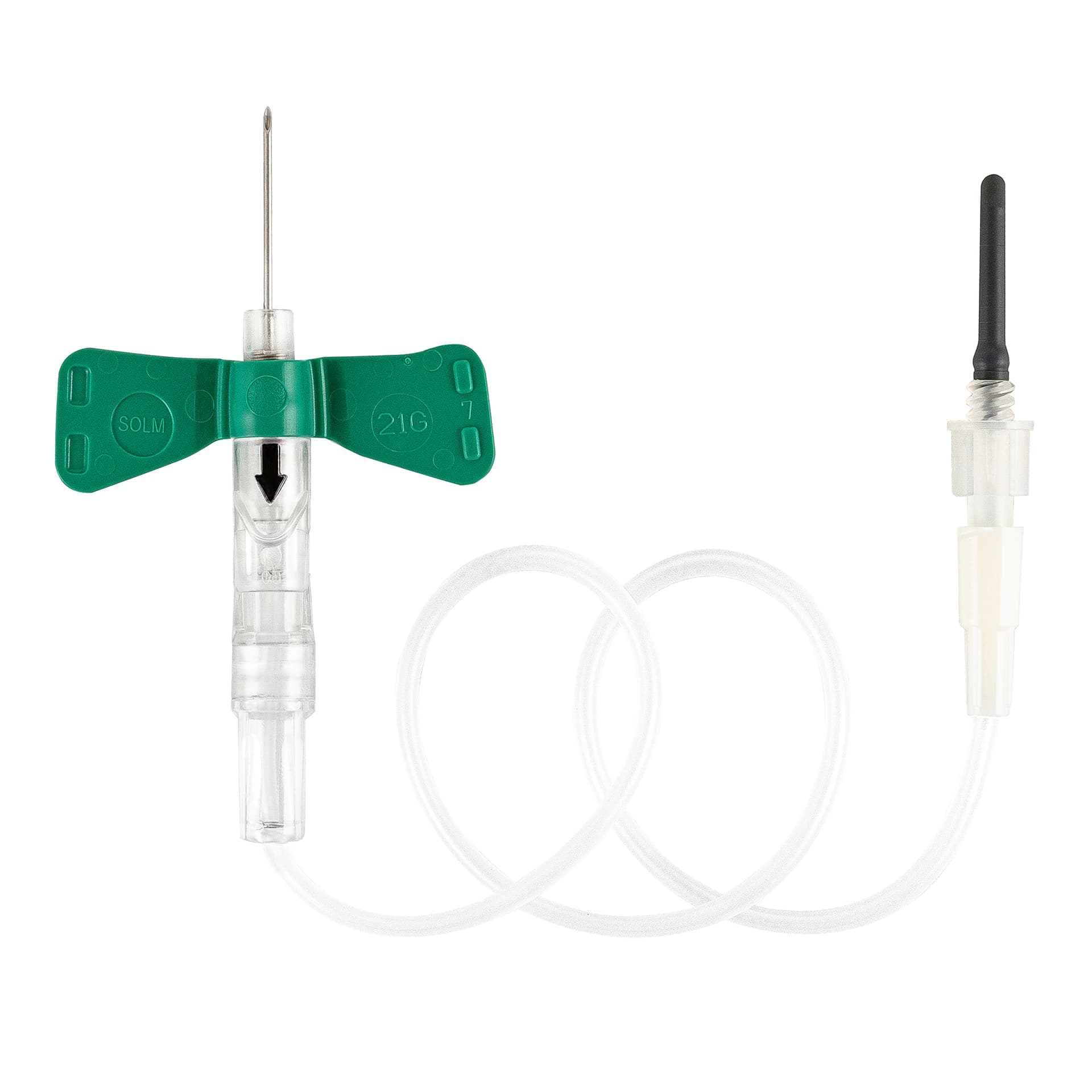 Sol-Guard Blood Collection Set, 21G x 3/4" Winged, 12" Tubing, Pull Button, Sterile, Latex-Free, 200/Case - Sol-Guard Sfty Blood Collectn - Image 1