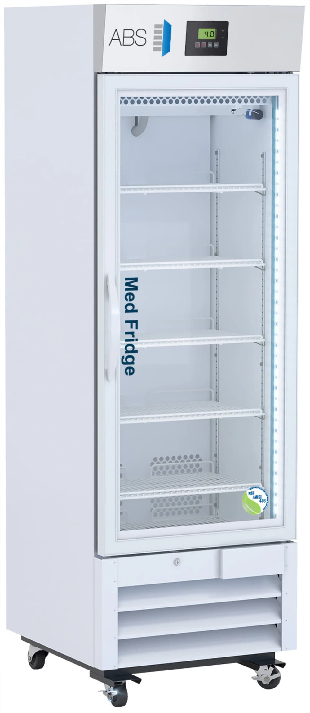 American Biotech Supply Pharmacy Refrigerator, 16 Cu Ft, Glass Door, Right Hinge, 1 to 10°C, Cycle Defrost - Refrigerator Pharm Glass Door - Image 1
