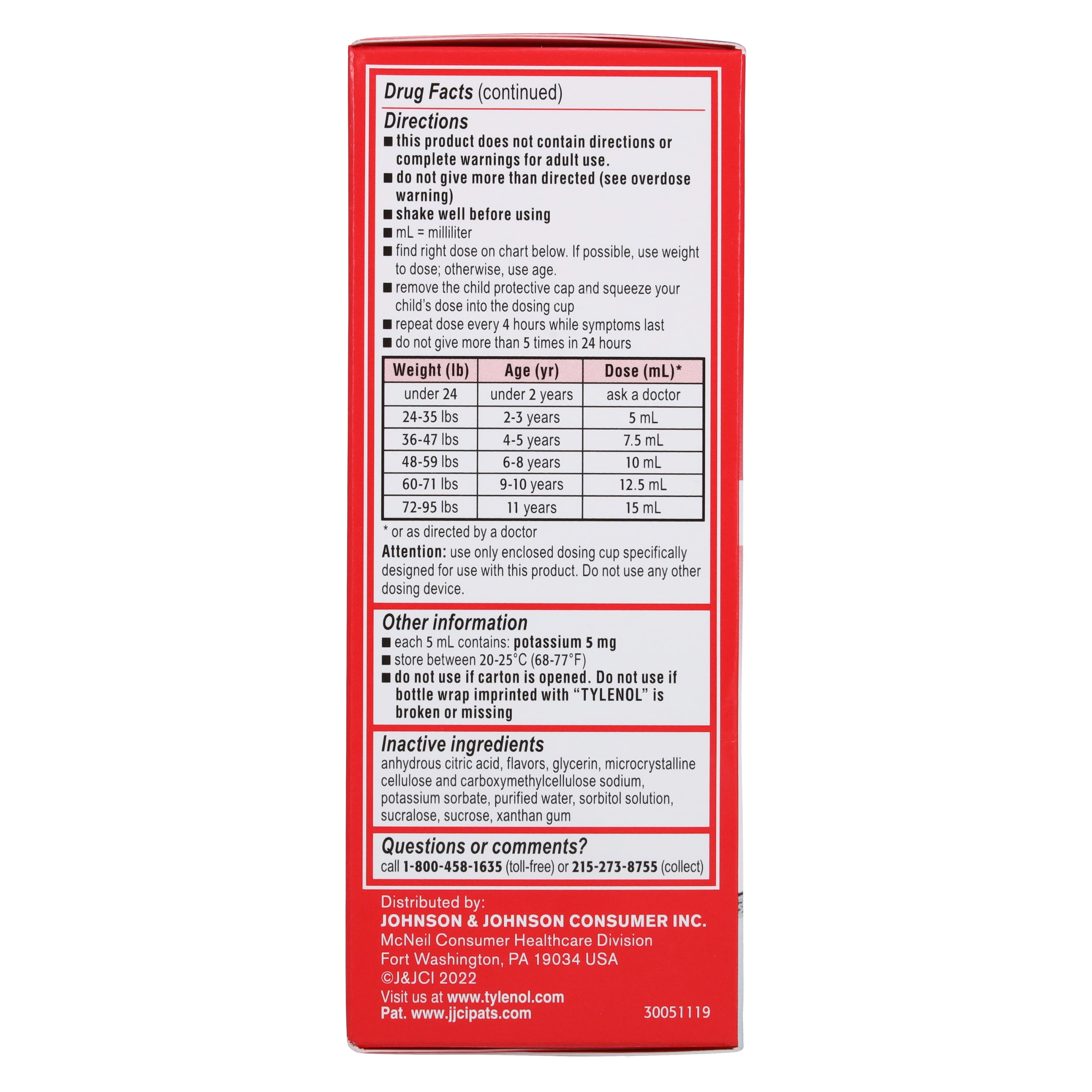 Tylenol Children's Acetaminophen Oral Suspension, Dye-Free Cherry, 4 oz Bottle thumbnail 4