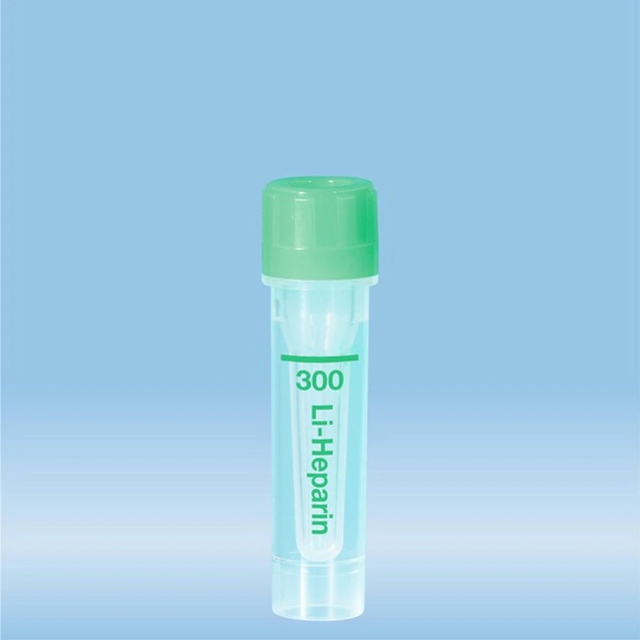 Sarstedt Microvette Capillary Tube, Lithium Heparin, 300 µL, Green Cap, Non-Sterile, Polypropylene, 1000/Case - Tube Capillary Microvette LH - Image 1