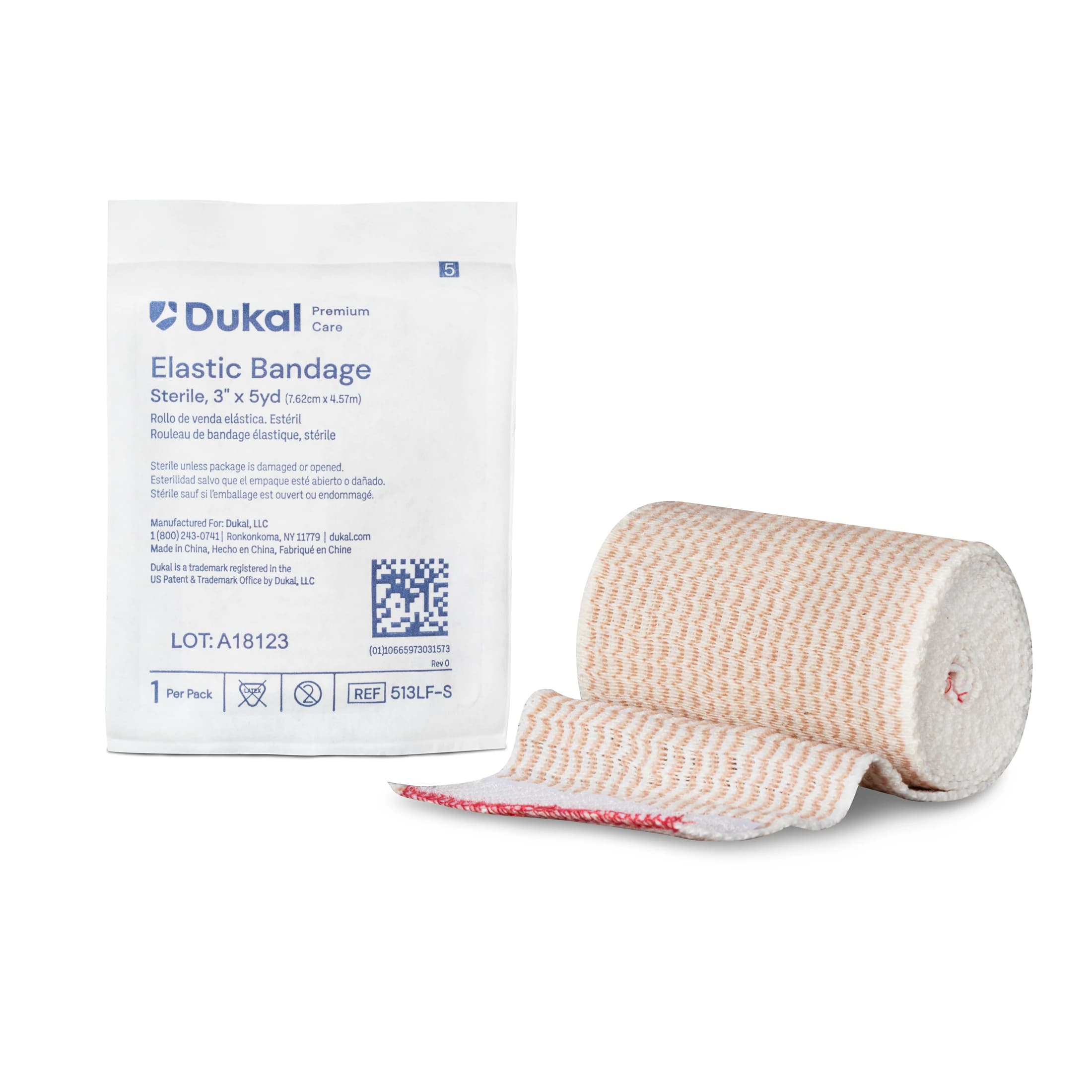 Dukal Premium Elastic Bandage with Velcro Closure, 3" x 5 yd, Tan, Sterile, 36/Case - Bandage Elst Prem Velcro LF ST - Image 1