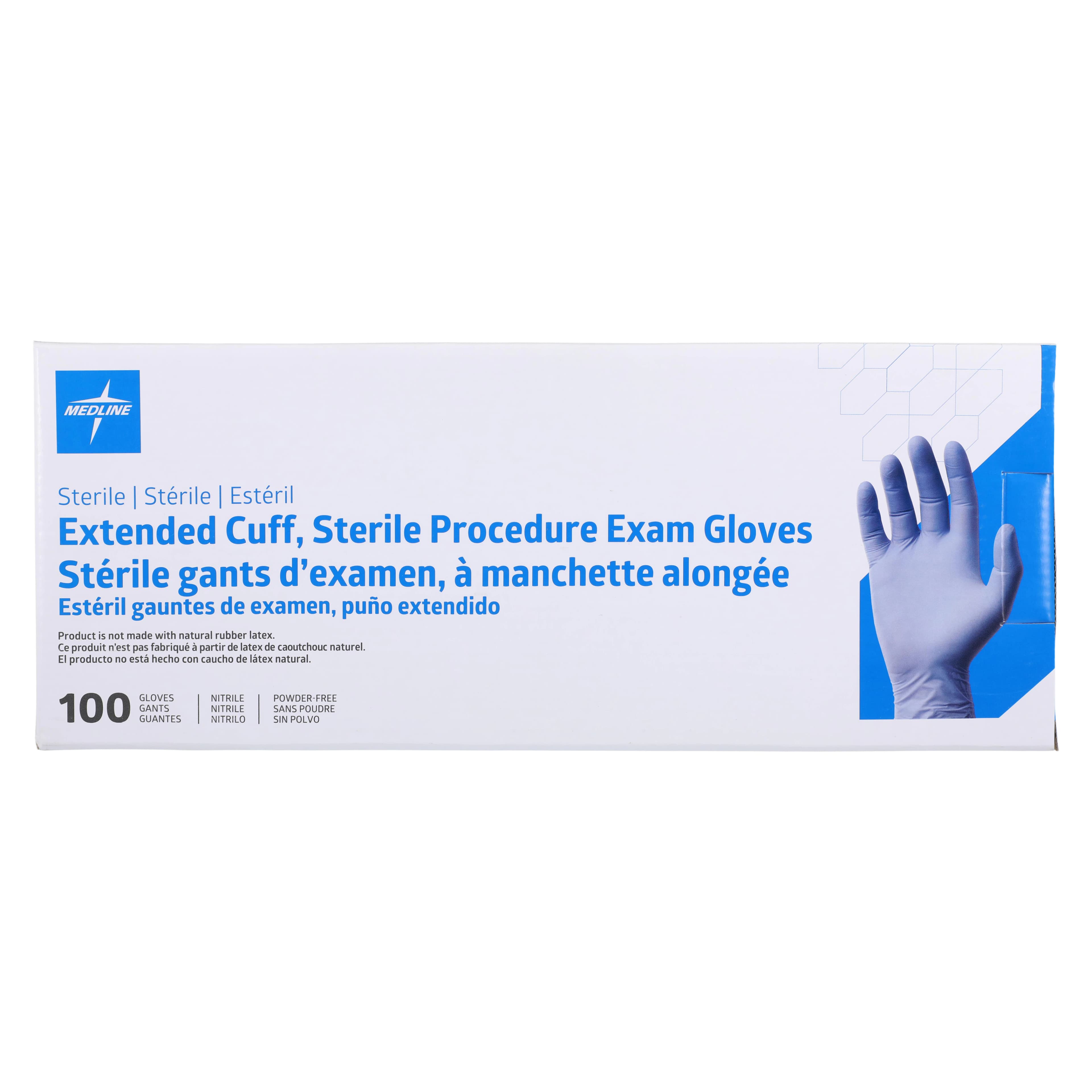 Medline SensiCare Surgical Gloves, Small, Extended Cuff, Blue, Sterile, Powder-Free thumbnail 3
