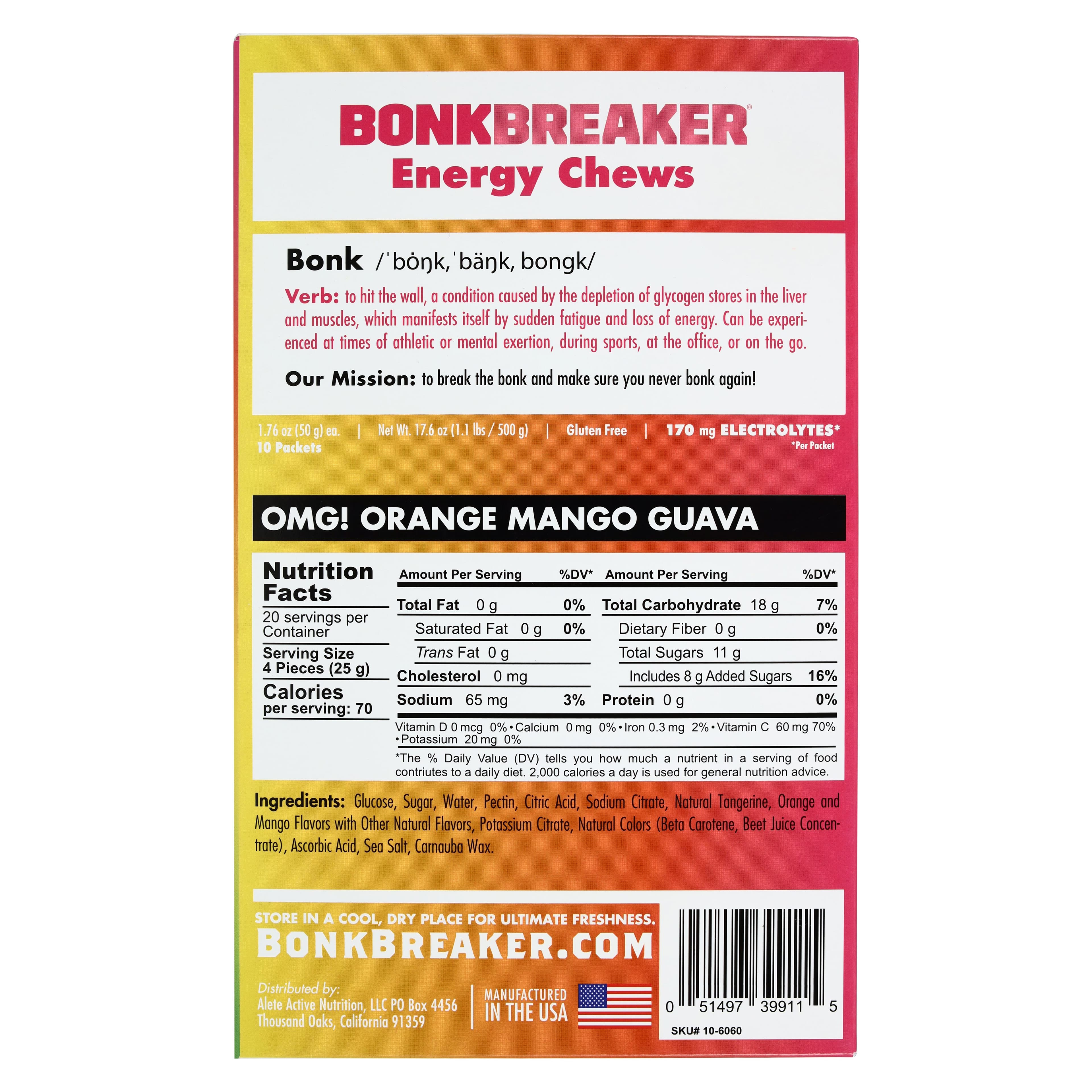Bonk Breaker OMG! Energy Chews, Orange/Mango/Guava, 10 Count Carton thumbnail 7